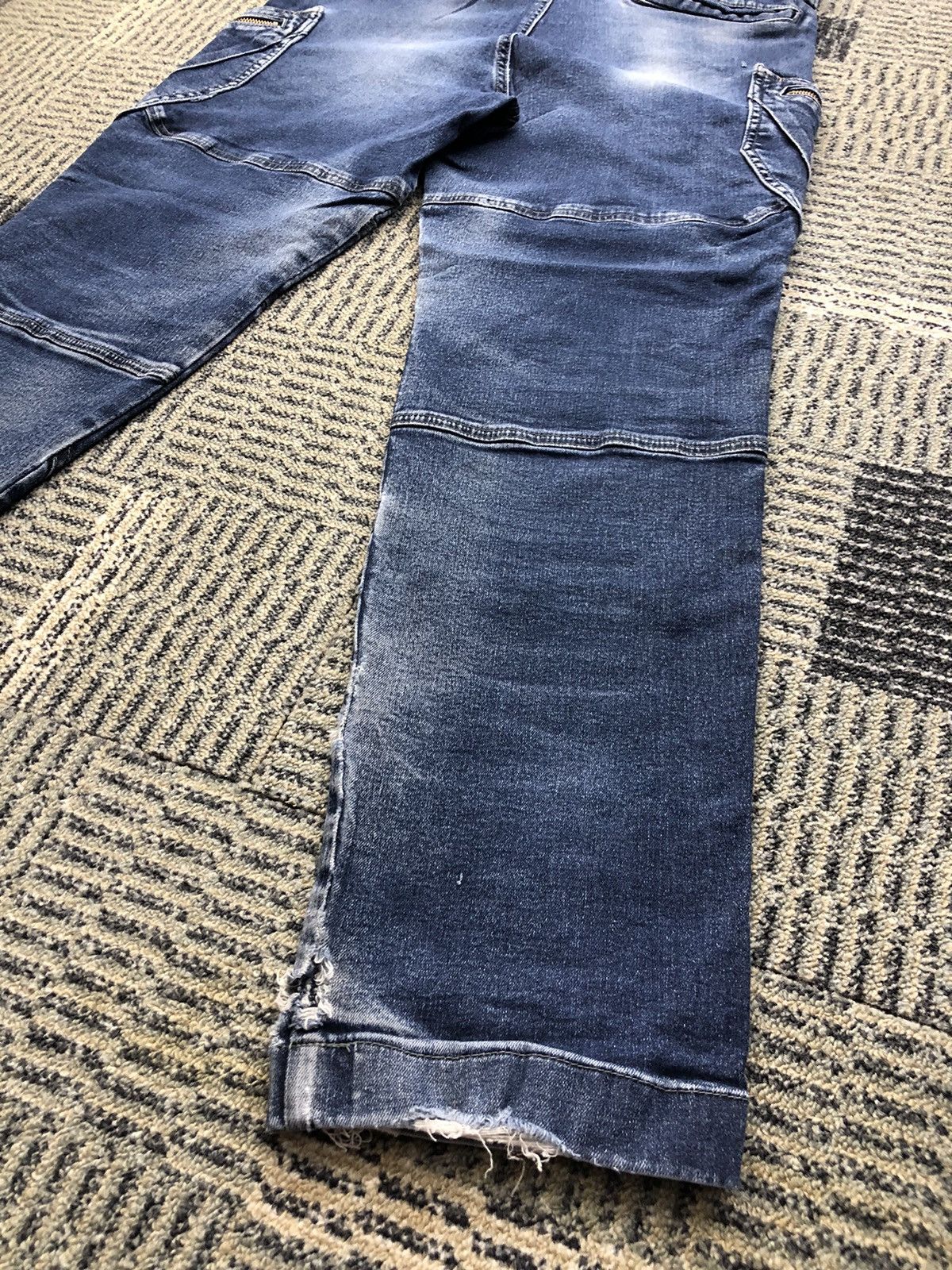 Japanese Brand TS Design Double Knee Multipocket Stretch Cargo Jeans Size US 33 - 14 Thumbnail