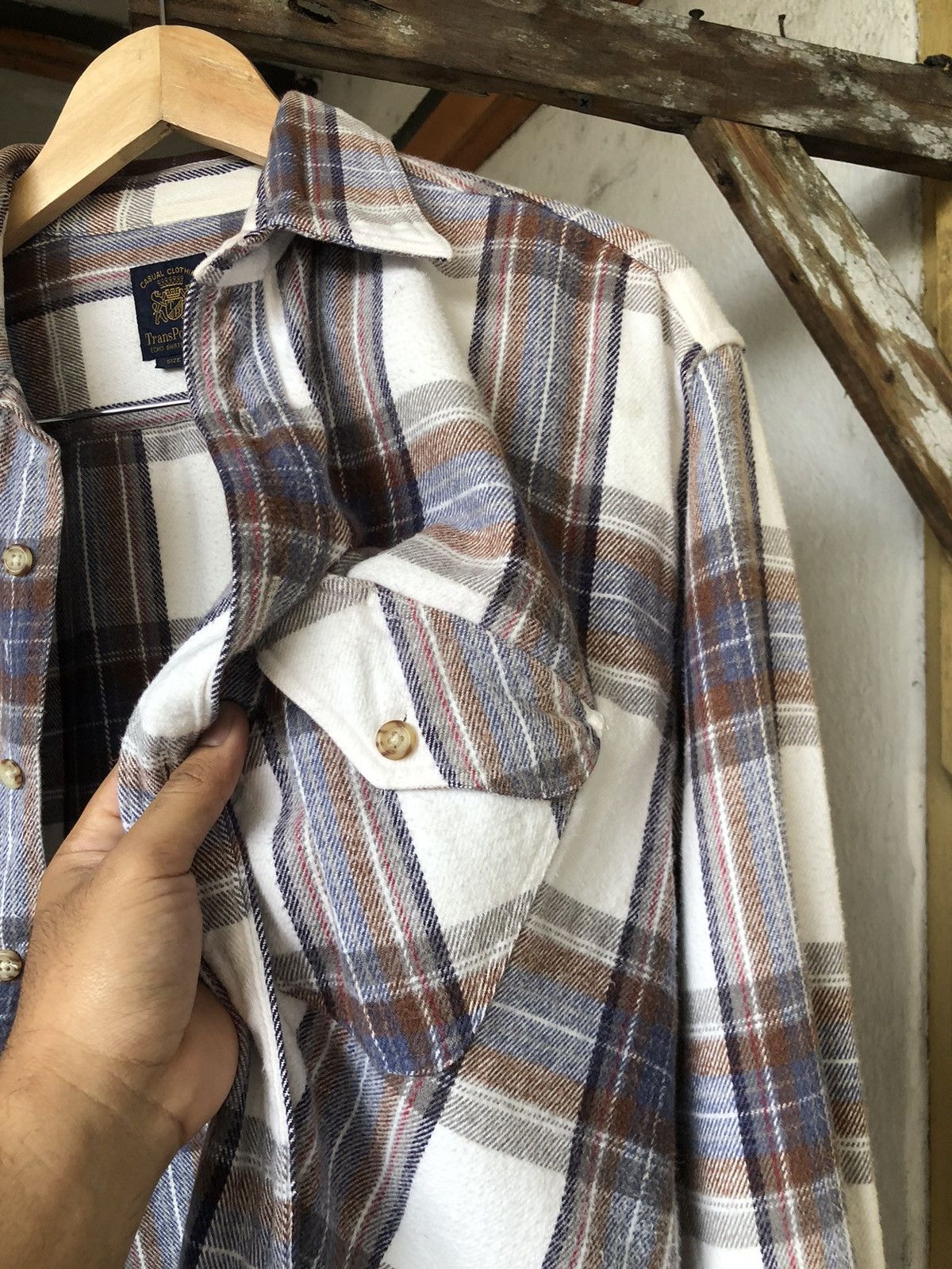 Japanese Brand Vintage Trans Position Echo Flannel Shirt Size US L / EU 52-54 / 3 - 11 Thumbnail