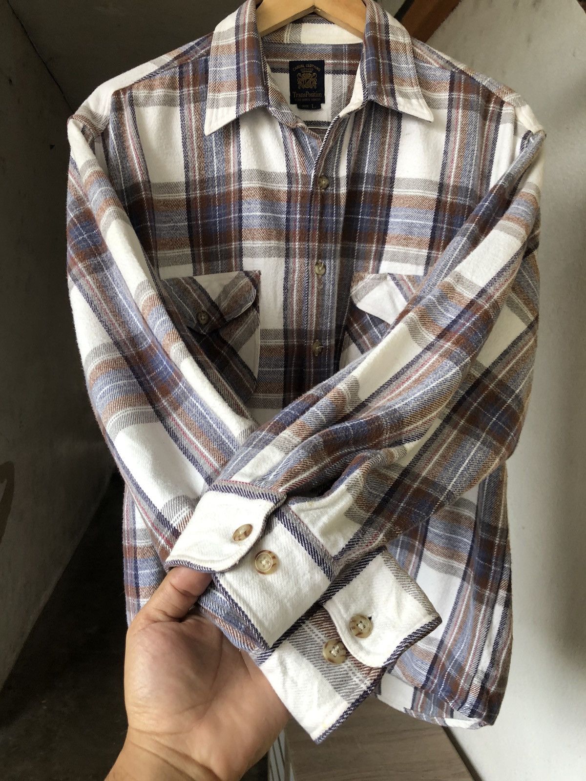 Japanese Brand Vintage Trans Position Echo Flannel Shirt Size US L / EU 52-54 / 3 - 17 Thumbnail