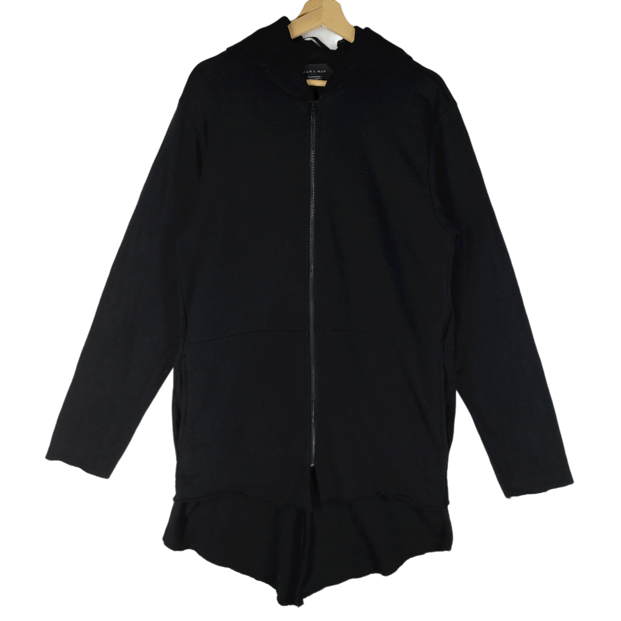 image of Zara Man Zara Dark Long Hoodies in Dark Black, Men's (Size Medium)