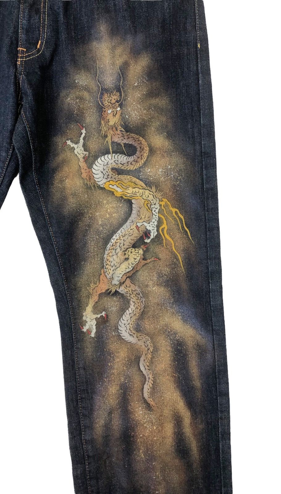 Japanese Brand Vintage Zen Kyoto Clothing Dragon Painting Jeans Size US 34 / EU 50 - 6 Thumbnail