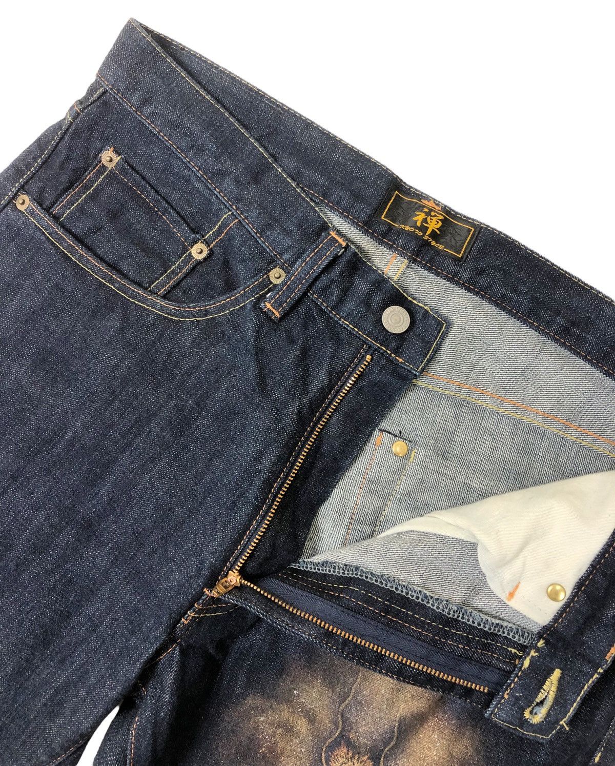 Japanese Brand Vintage Zen Kyoto Clothing Dragon Painting Jeans Size US 34 / EU 50 - 7 Thumbnail