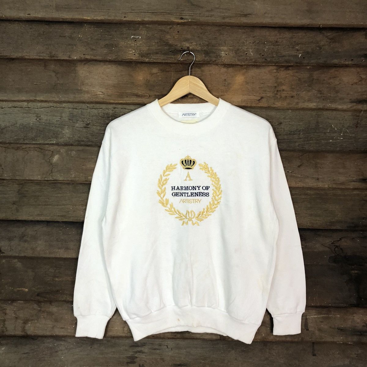 image of Artistry Vintage Art White Sweatshirt 057B, Men's (Size Medium)