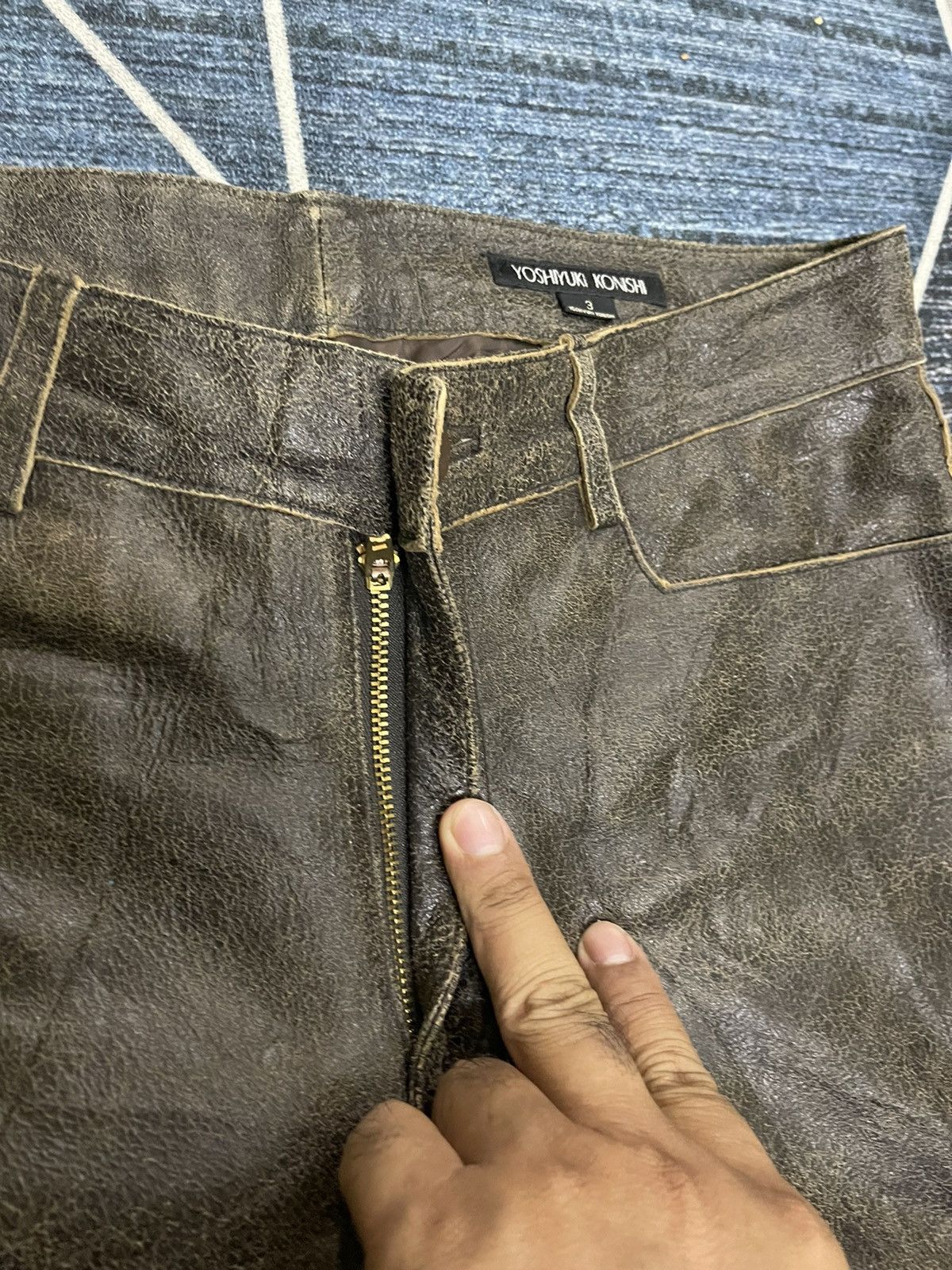 Leather 📌Binding Offer📌VINTAGE YOSHIYUKI KONISHI LEATHER PANTS Size US 31 - 5 Thumbnail