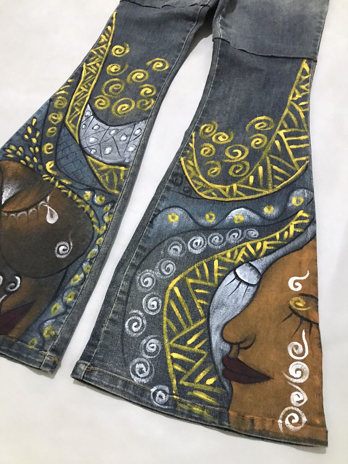 Japanese Brand Super flared jeans painted Art Huadi Low Size 27" / US 4 / IT 40 - 4 Thumbnail