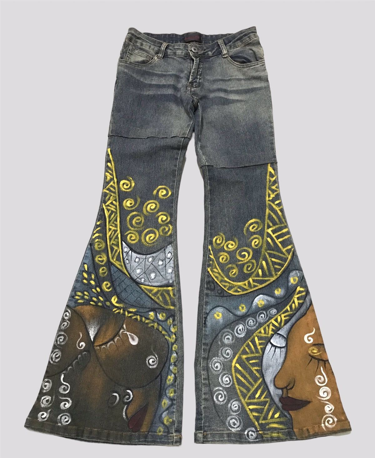 Super flared jeans painted Art Huadi Low