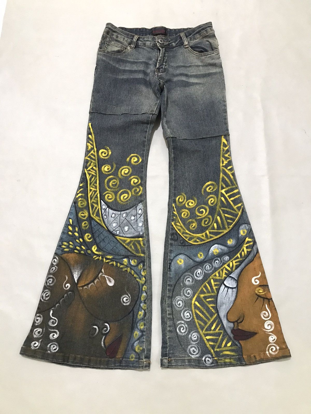 Japanese Brand Super flared jeans painted Art Huadi Low Size 27" / US 4 / IT 40 - 3 Thumbnail