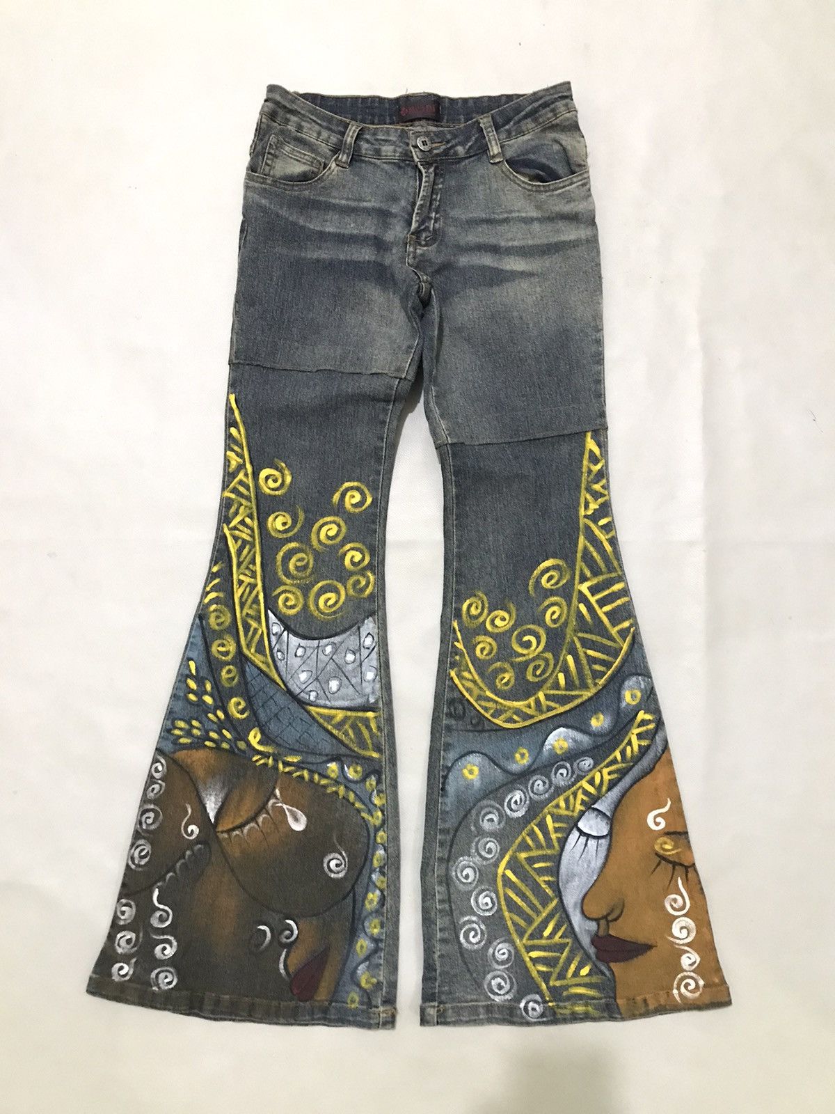 Japanese Brand Super flared jeans painted Art Huadi Low Size 27" / US 4 / IT 40 - 2 Thumbnail