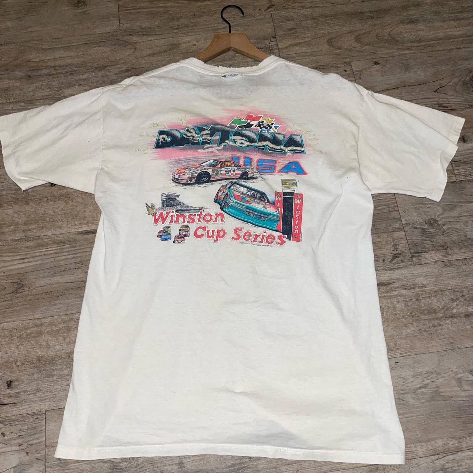 T-shirt Vintage Winston Racing - Blanc - Taille L - Années 90