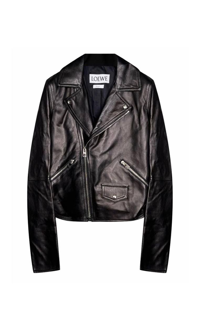 image of Loewe Leather Black Biker Jacket, Men's (Size XS)