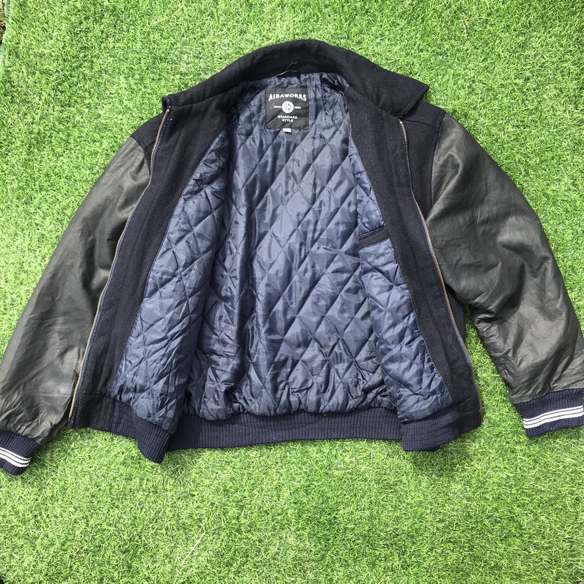 Japanese Brand Vintage Aiba Works Varsity Leather Sleeve Jacket stussy Size US M / EU 48-50 / 2 - 4 Thumbnail