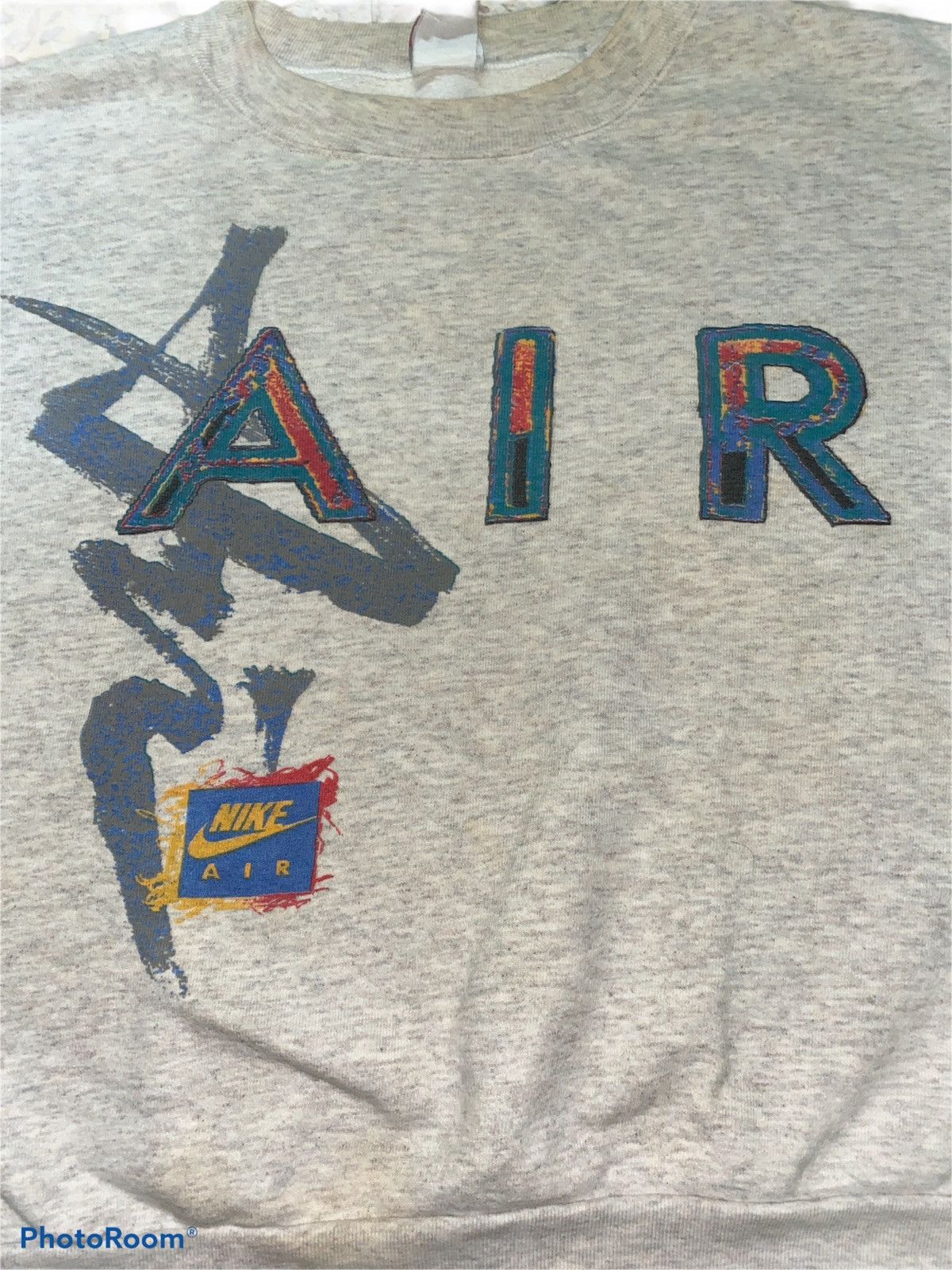 Nike × Vintage Vintage 90’s Nike Air Sweatshirt Gray Tag Design Size US L / EU 52-54 / 3 - 4 Thumbnail