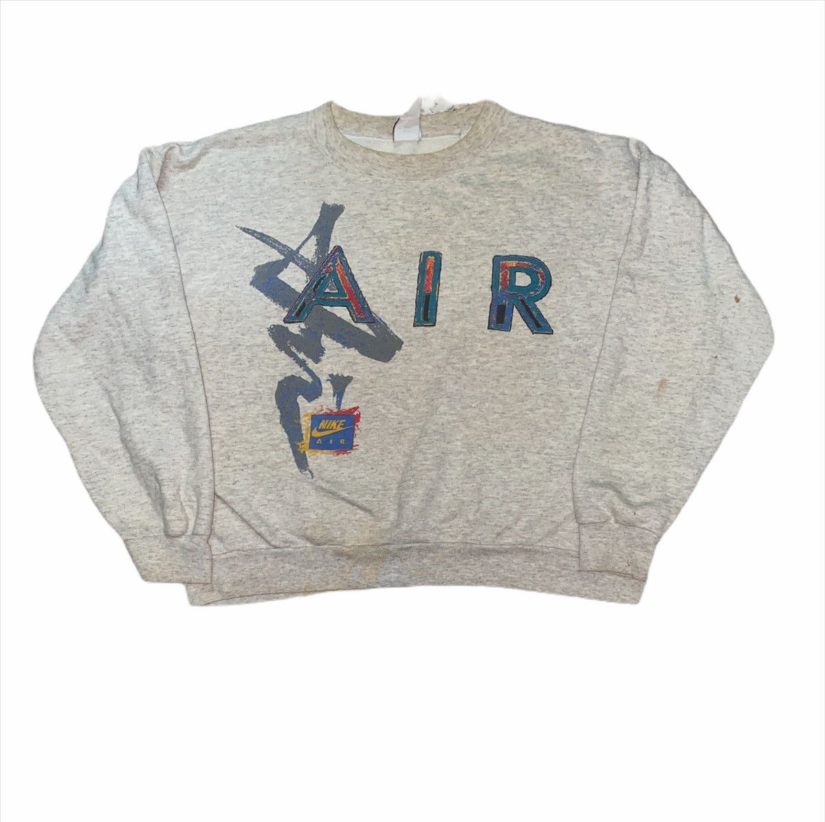 Nike × Vintage Vintage 90’s Nike Air Sweatshirt Gray Tag Design Size US L / EU 52-54 / 3 - 1 Thumbnail