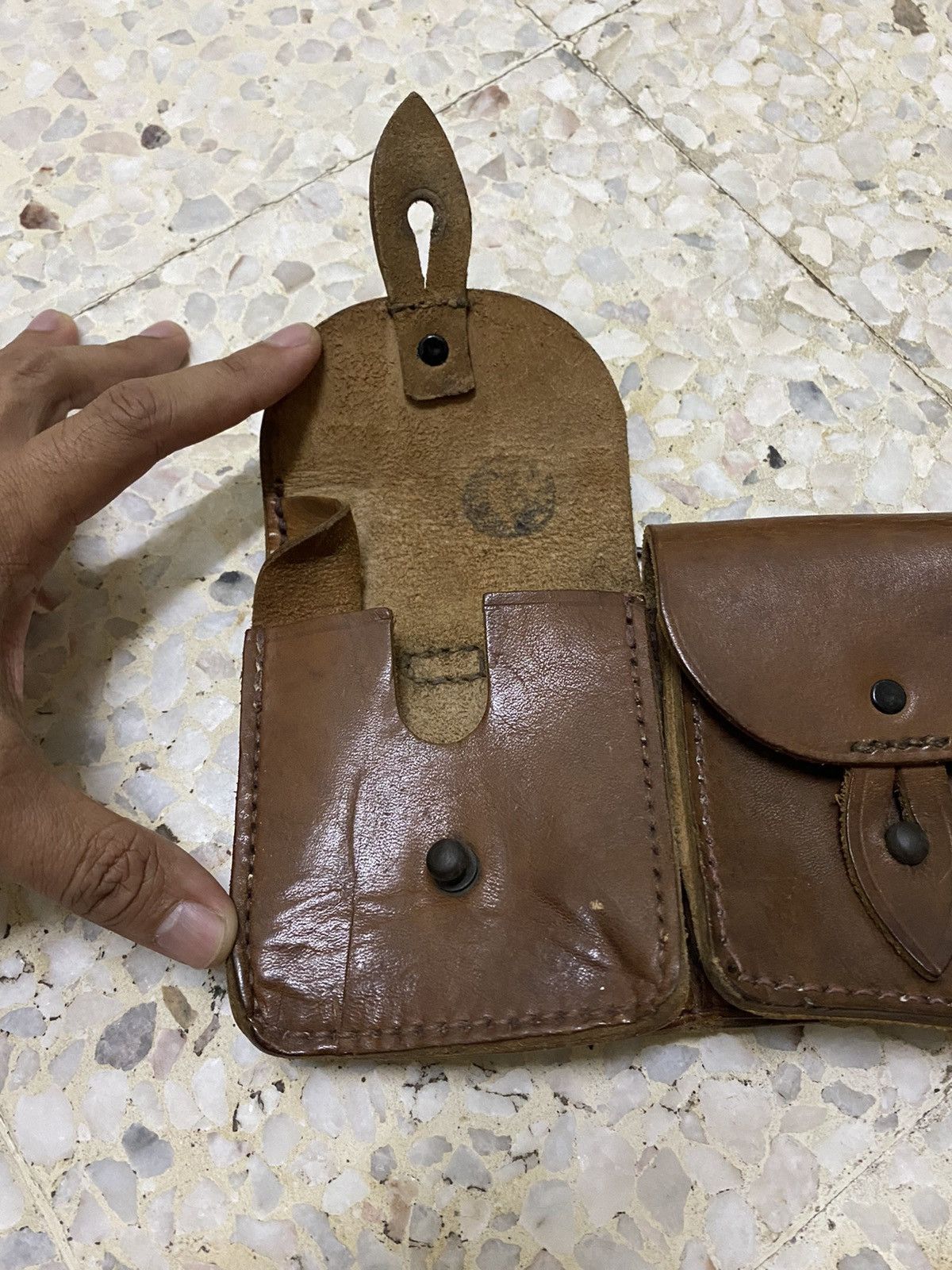 Genuine Leather × Vintage Vintage Rare Belt waist Bag Double Pocket Design Size ONE SIZE - 5 Thumbnail