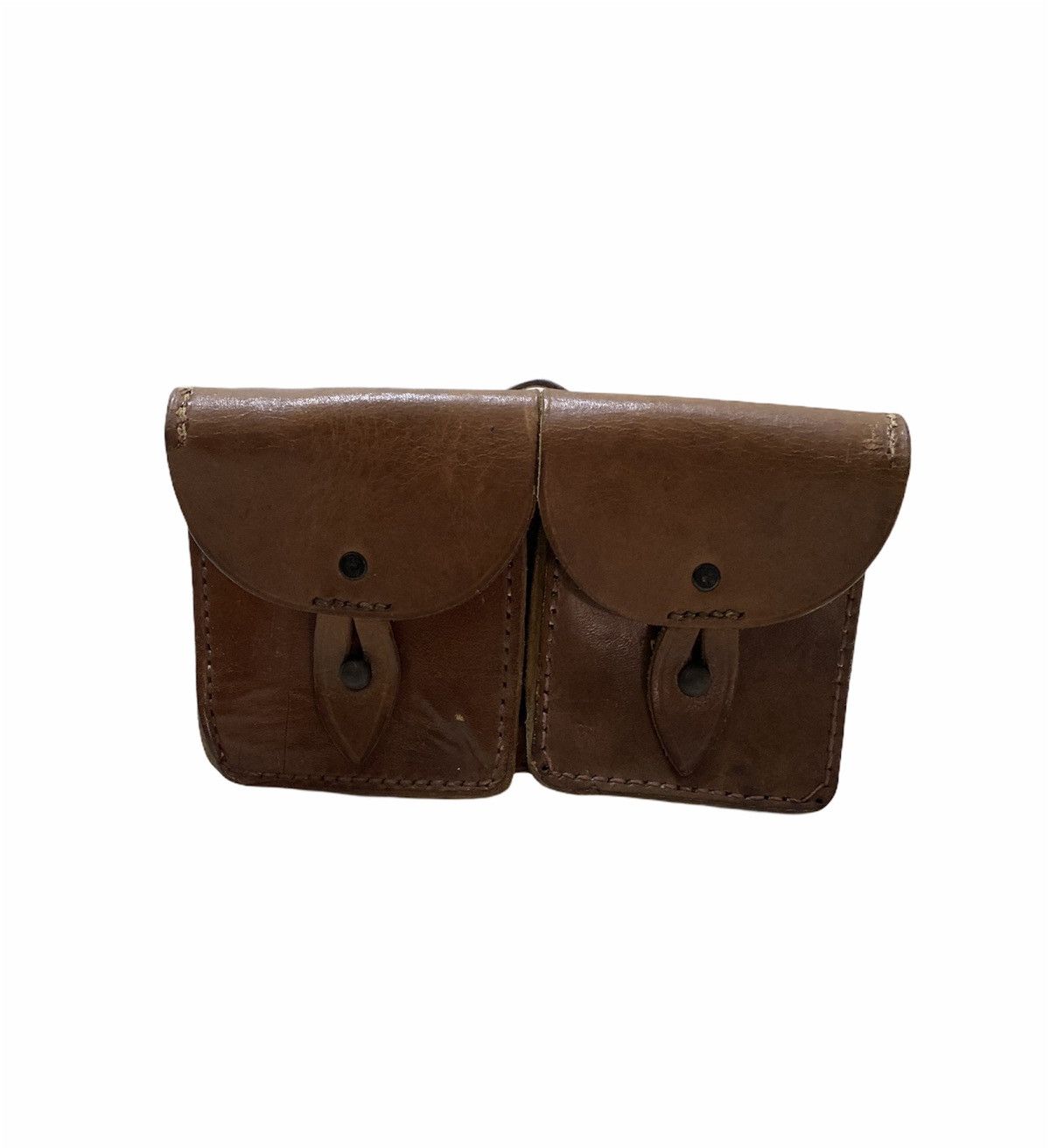 Genuine Leather × Vintage Vintage Rare Belt waist Bag Double Pocket Design Size ONE SIZE - 1 Thumbnail
