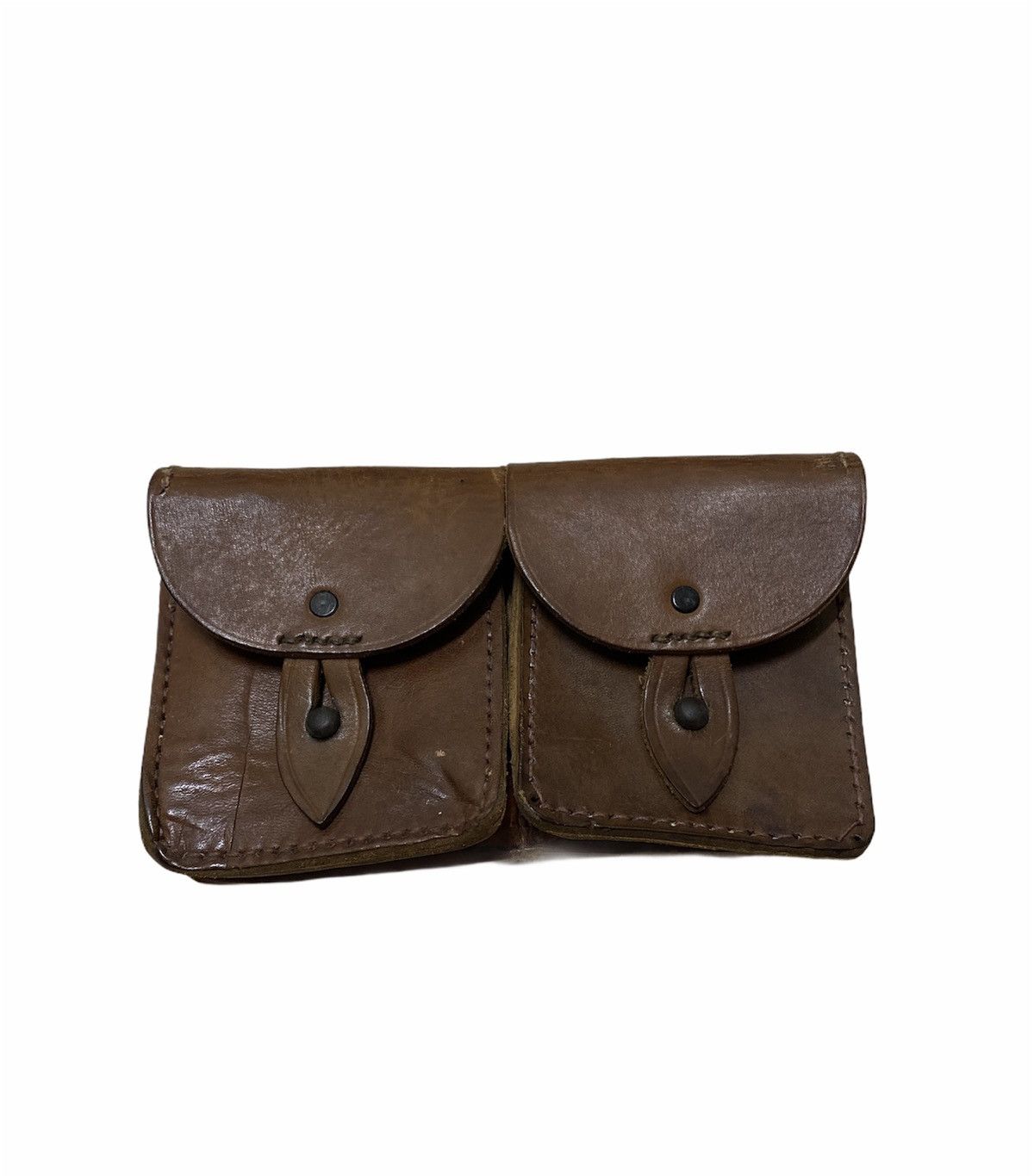 Genuine Leather × Vintage Vintage Rare Belt waist Bag Double Pocket Design Size ONE SIZE - 2 Thumbnail