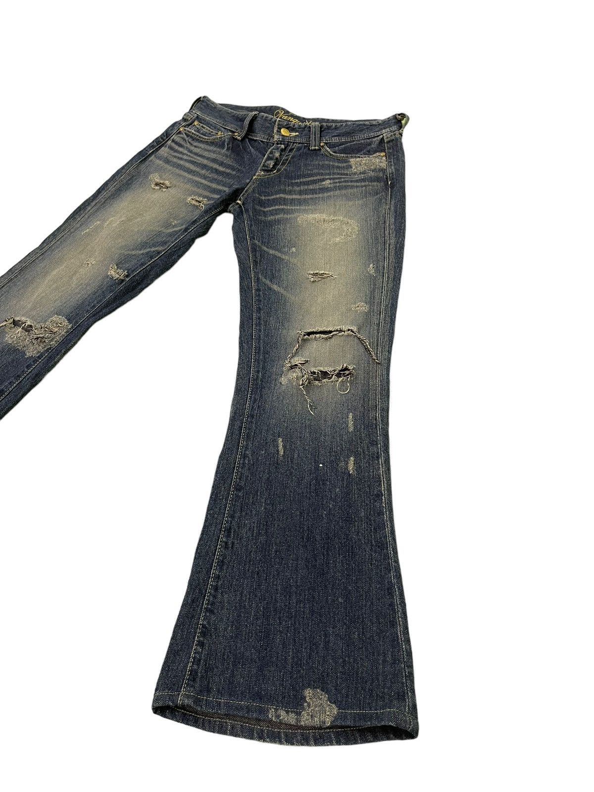 Japanese Brand Flare Jeans Vanquish Japan Distress Denim Boot Cut 12🟦 Size US 29 - 3 Thumbnail