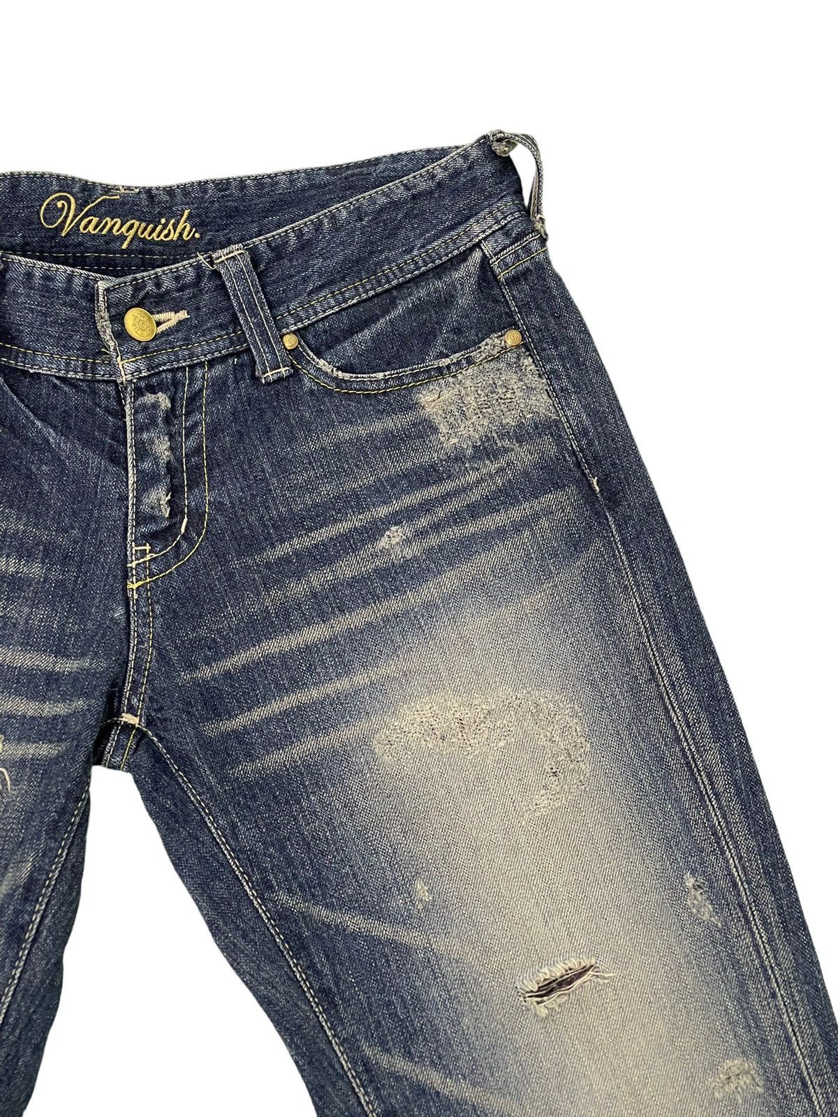 Japanese Brand Flare Jeans Vanquish Japan Distress Denim Boot Cut 12🟦 Size US 29 - 9 Thumbnail