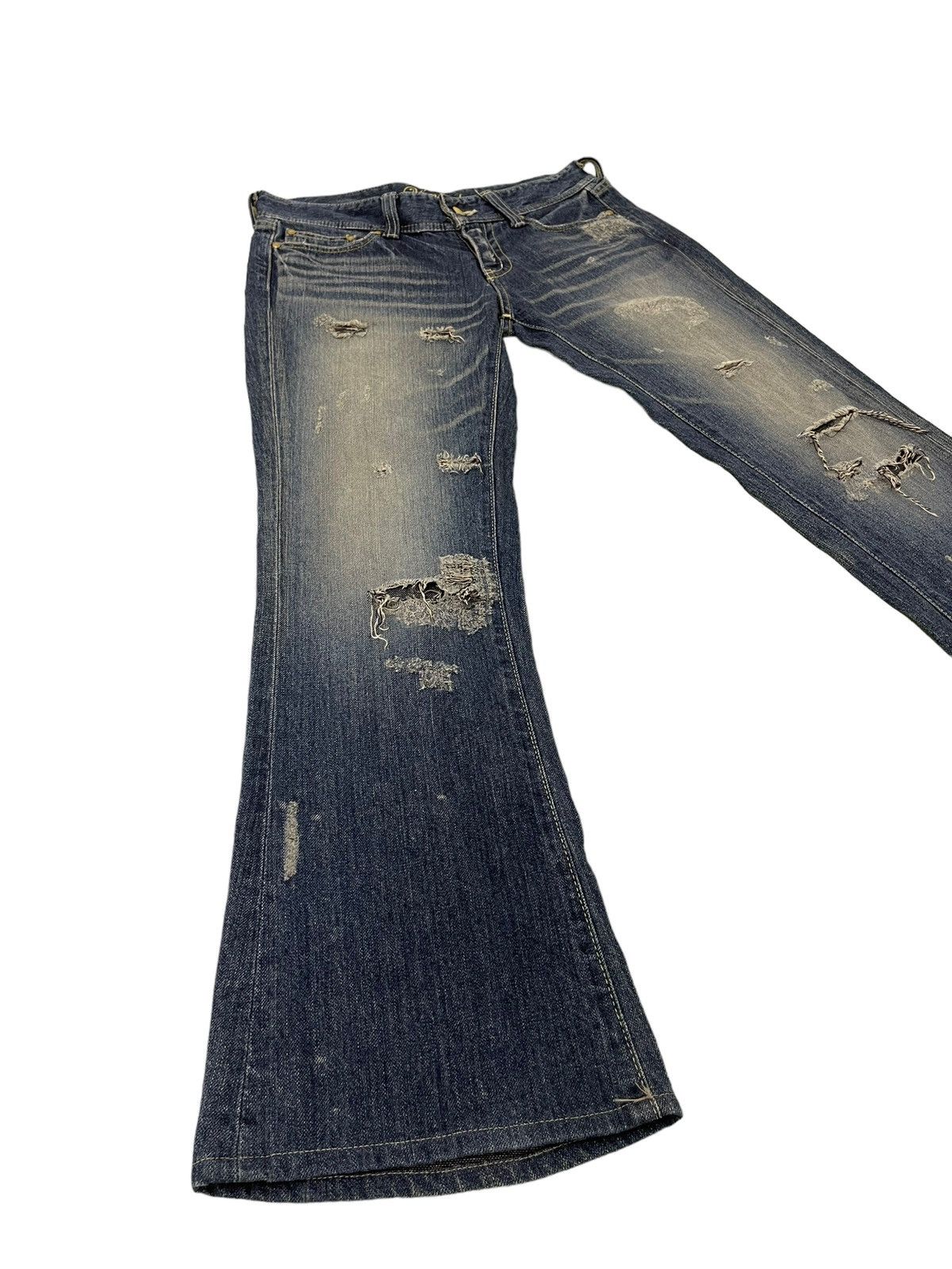 Japanese Brand Flare Jeans Vanquish Japan Distress Denim Boot Cut 12🟦 Size US 29 - 1 Thumbnail