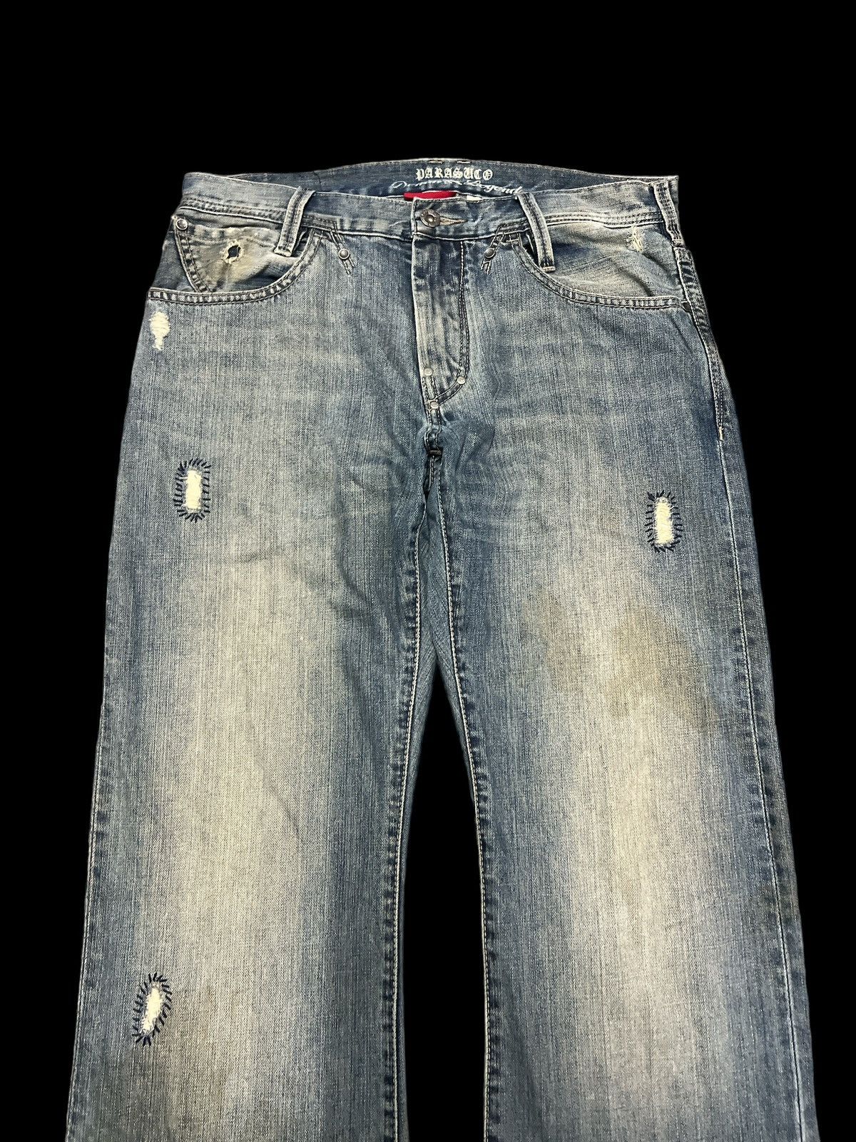 Japanese Brand FLARED🔥PARASUCO DISTRESSED DENIM PANT Size US 32 / EU 48 - 3 Thumbnail