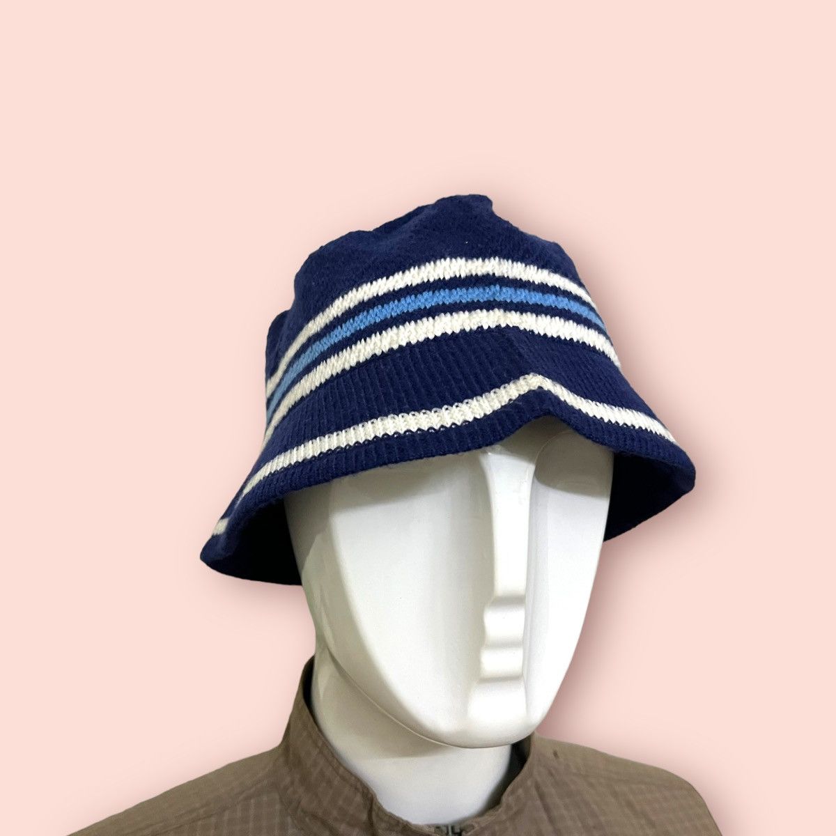 image of Adidas Japan Knitted Bucket Hat in Blue/Navy/White, Men's