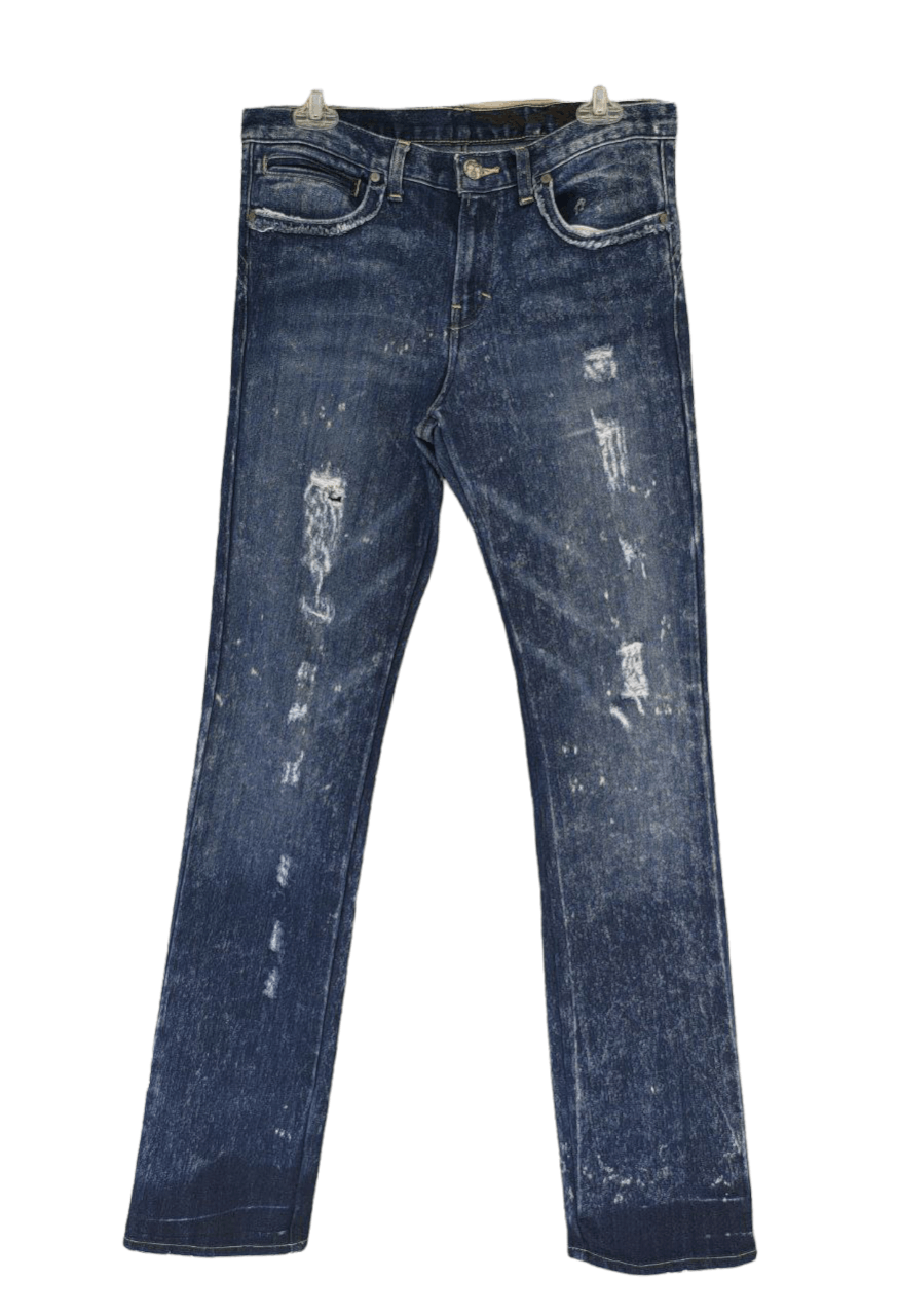 image of Smet By Christian Audigier Distressed Denim in Blue, Men's (Size 33)