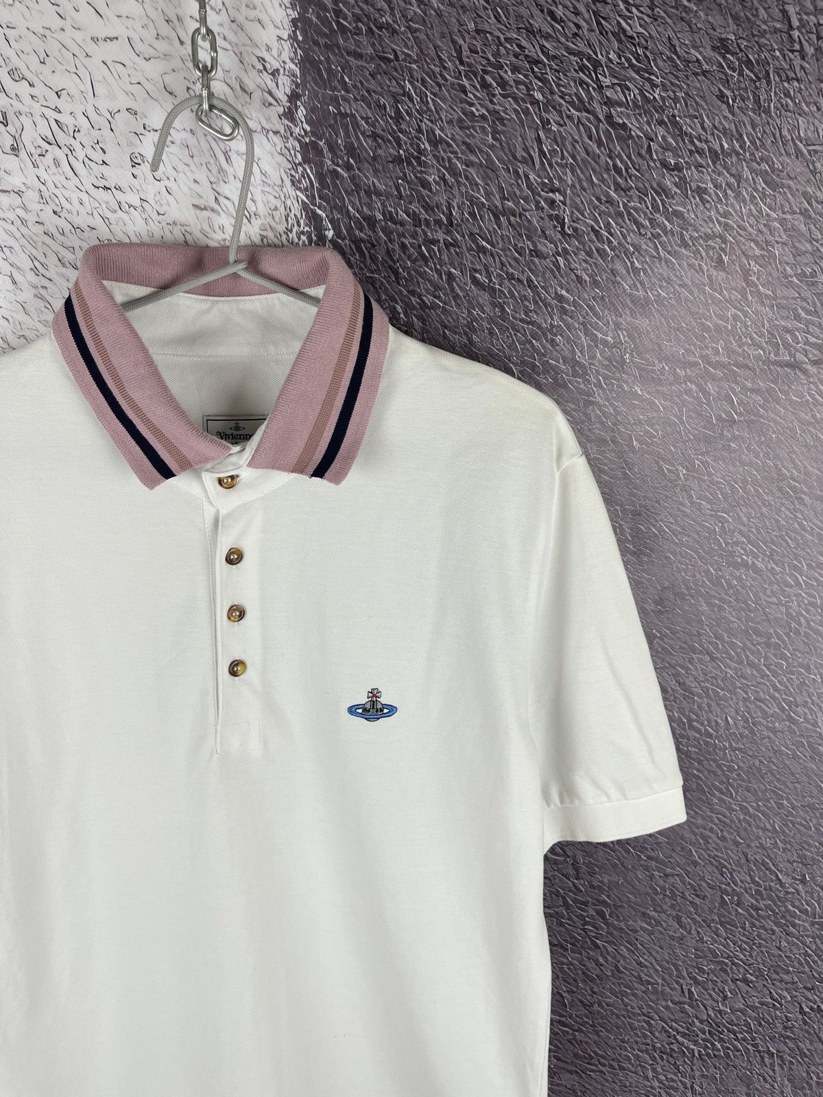 Vivienne Westwood Vivienne Westwood white pink collar polo tee shirt logo Size US L / EU 52-54 / 3 - 3 Thumbnail