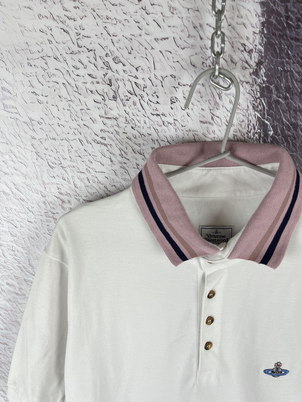 Vivienne Westwood Vivienne Westwood white pink collar polo tee shirt logo Size US L / EU 52-54 / 3 - 7 Thumbnail