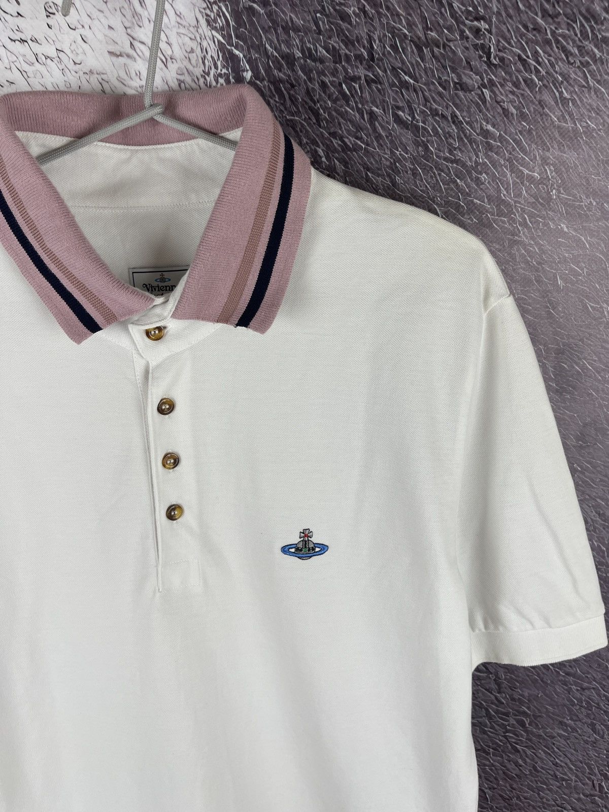Vivienne Westwood Vivienne Westwood white pink collar polo tee shirt logo Size US L / EU 52-54 / 3 - 5 Thumbnail