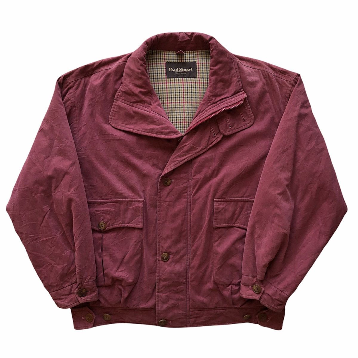 image of 90's Casual Zipper Jacket By Paul Stuart New York in Maroon, Men's (Size Large)