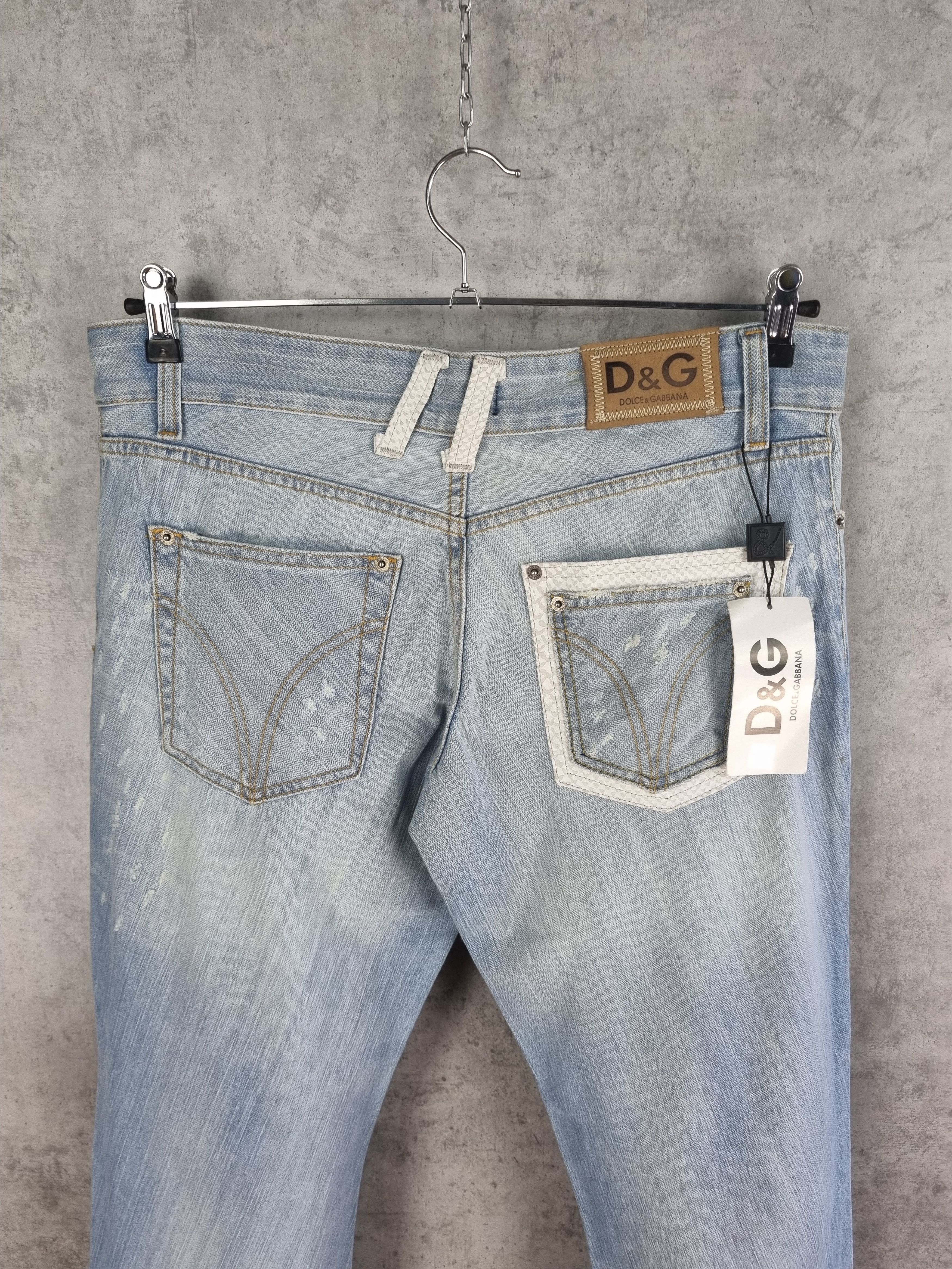 image of Dolce Gabbana New Dolce And Gabbana Ripped Italy Made Denim Jeans in Royal/Sky Blue/White (Size 33)
