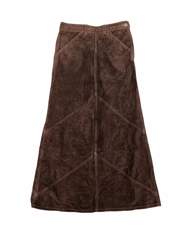 Gap Gap Long Patched Authentic Leather Skirt Size 26" / US 2 / IT 38 - 2 Thumbnail