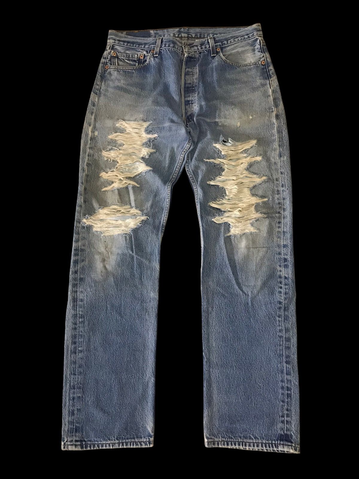Levi's × Vintage 🔥🔥🔥Levis 501xx Kurt Cobain Ripped Distressed Denim Pant⚡️ Size US 33 - 2 Thumbnail