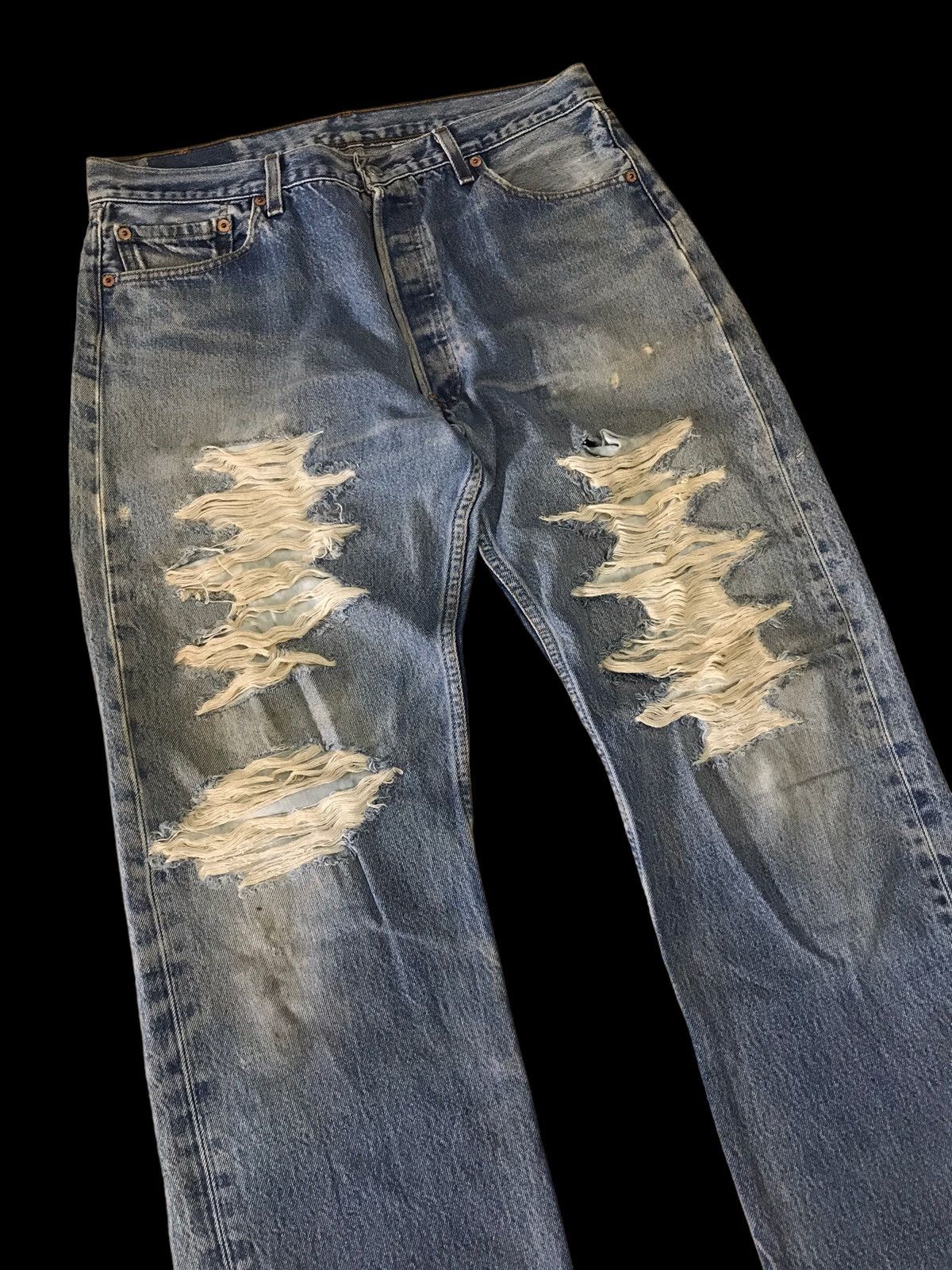 Levi's × Vintage 🔥🔥🔥Levis 501xx Kurt Cobain Ripped Distressed Denim Pant⚡️ Size US 33 - 5 Thumbnail