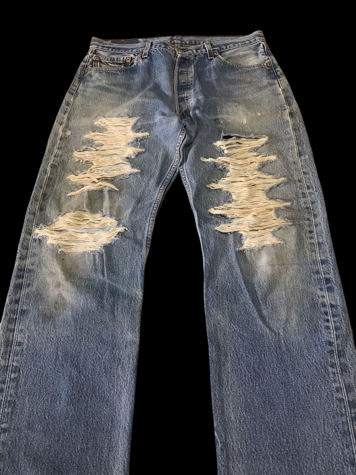 Levi's × Vintage 🔥🔥🔥Levis 501xx Kurt Cobain Ripped Distressed Denim Pant⚡️ Size US 33 - 7 Thumbnail