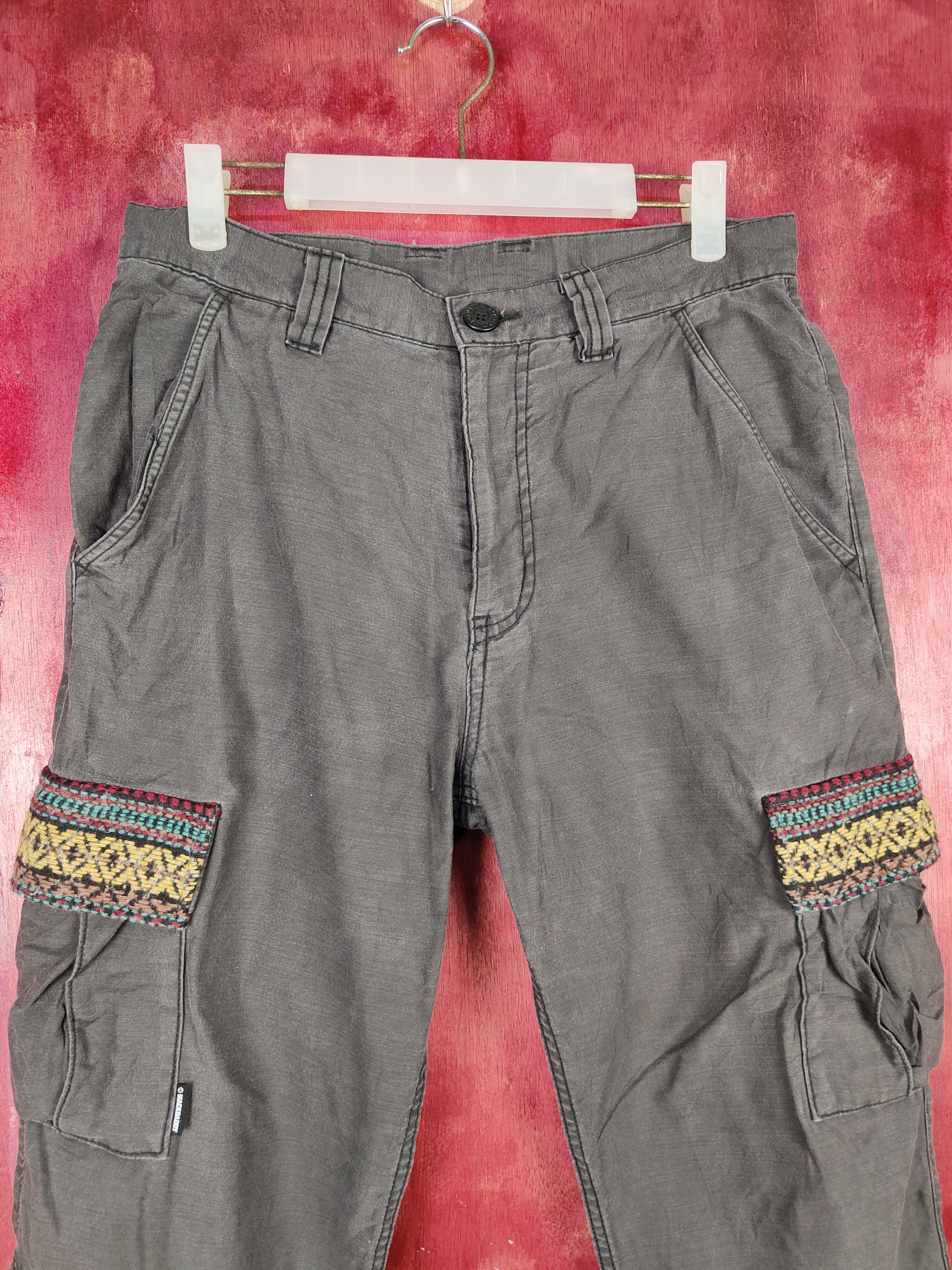 Japanese Brand MackDaddy Dark Gray cropped Multipocket Cargo Pants #S774 Size US 30 / EU 46 - 2 Thumbnail
