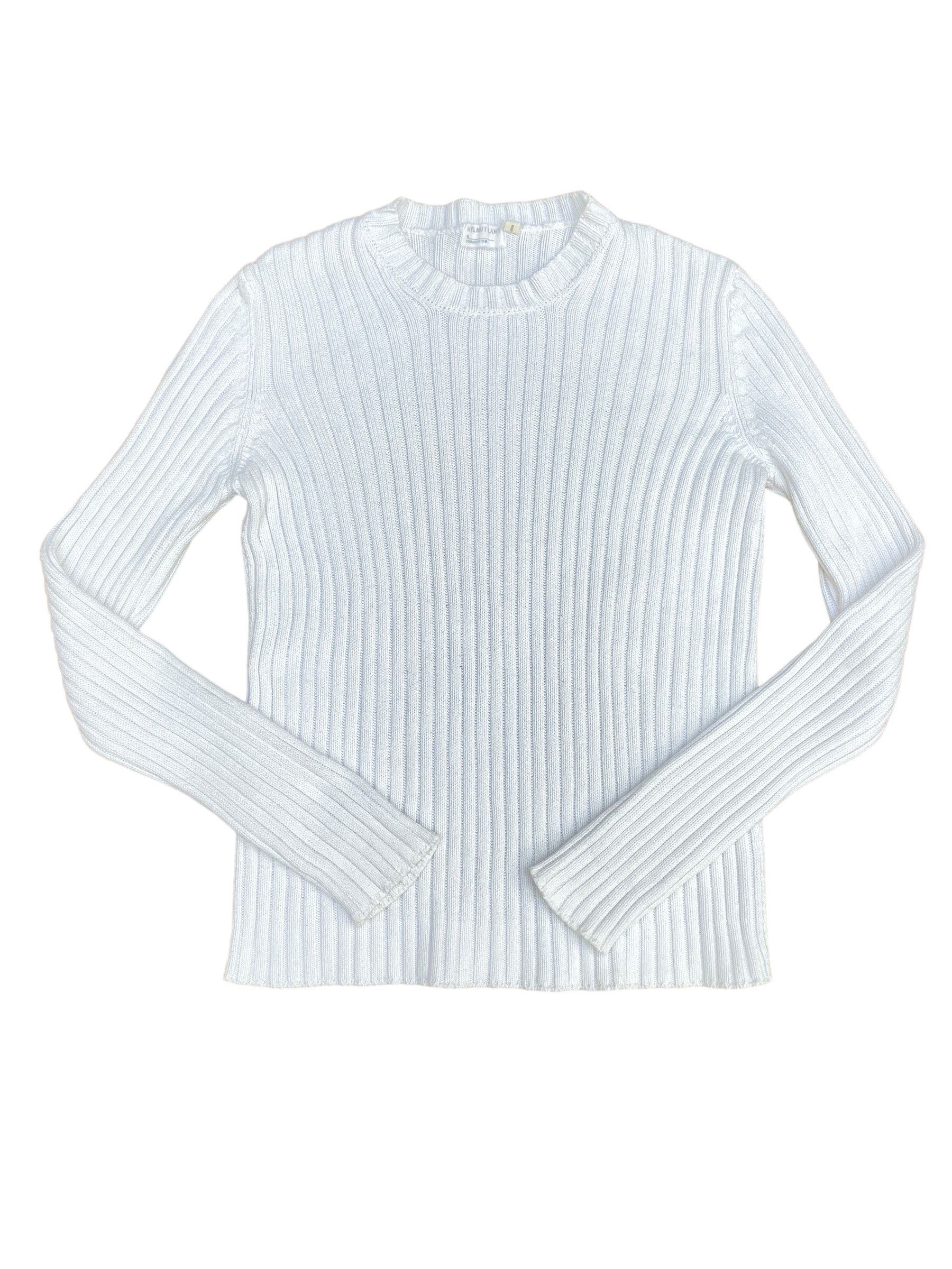 image of Helmut Lang Archive - 1998 Offwhite Ribbed Knit Sweater, Men's (Size Small)