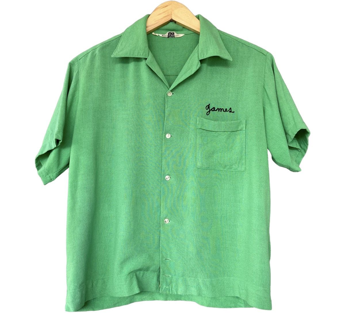 Vintage Vintage 60s Linen Bowling Shirt Size US S / EU 44-46 / 1 - 1 Thumbnail