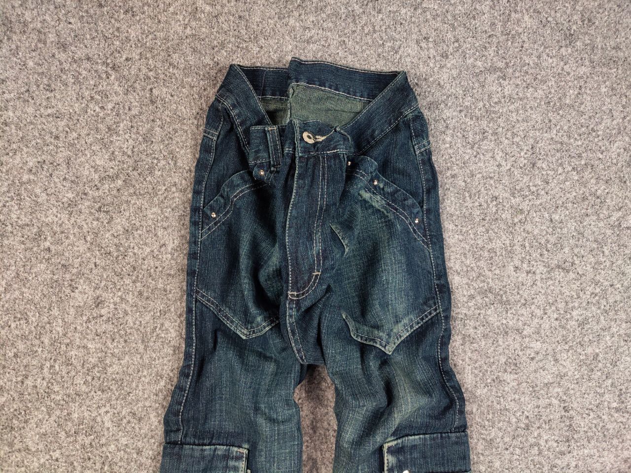 Japanese Brand Vintage 90's Japanese Distressed Dark Cargo Denim Jeans Size US 32 / EU 48 - 7 Thumbnail