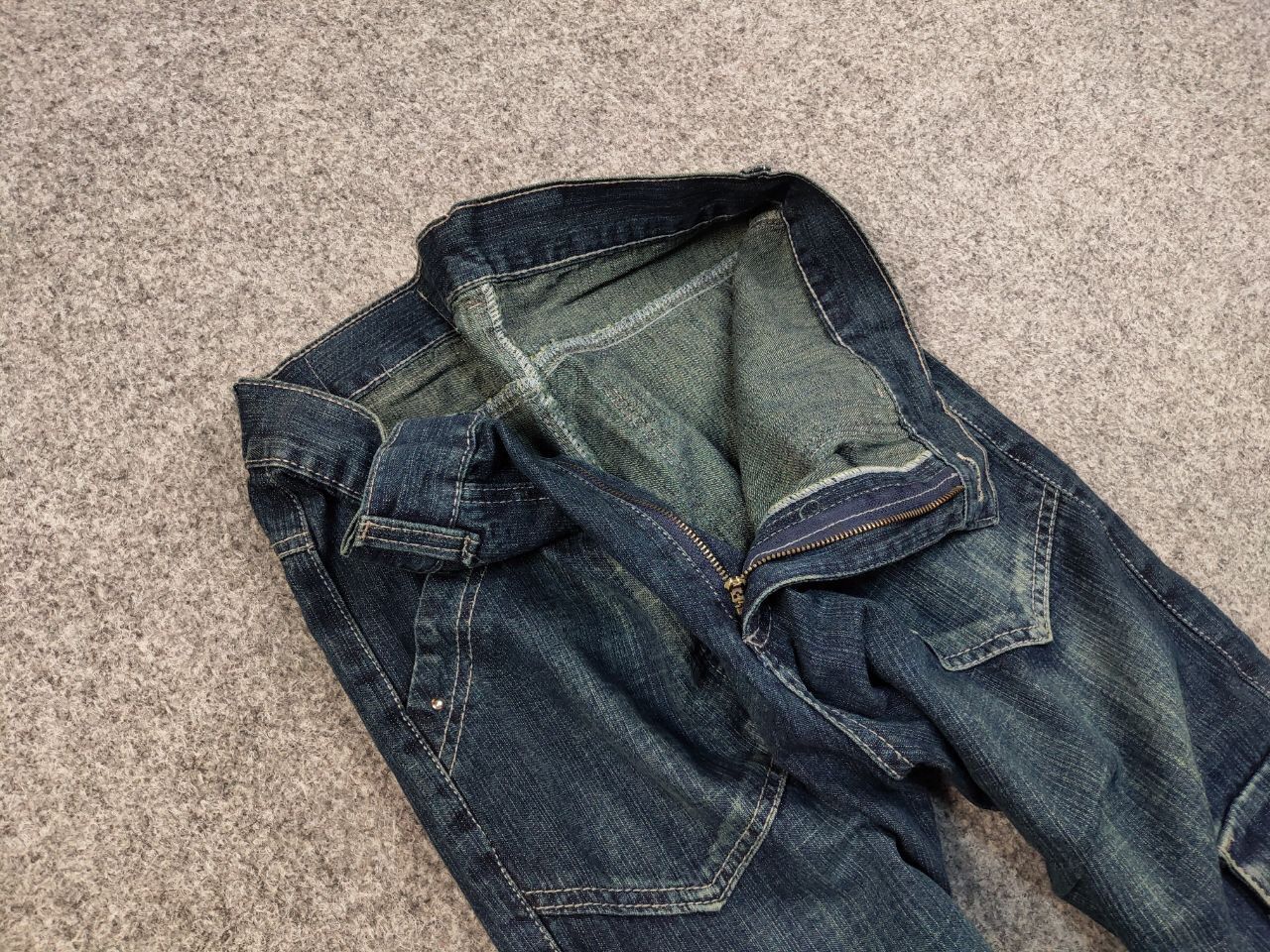Japanese Brand Vintage 90's Japanese Distressed Dark Cargo Denim Jeans Size US 32 / EU 48 - 12 Thumbnail