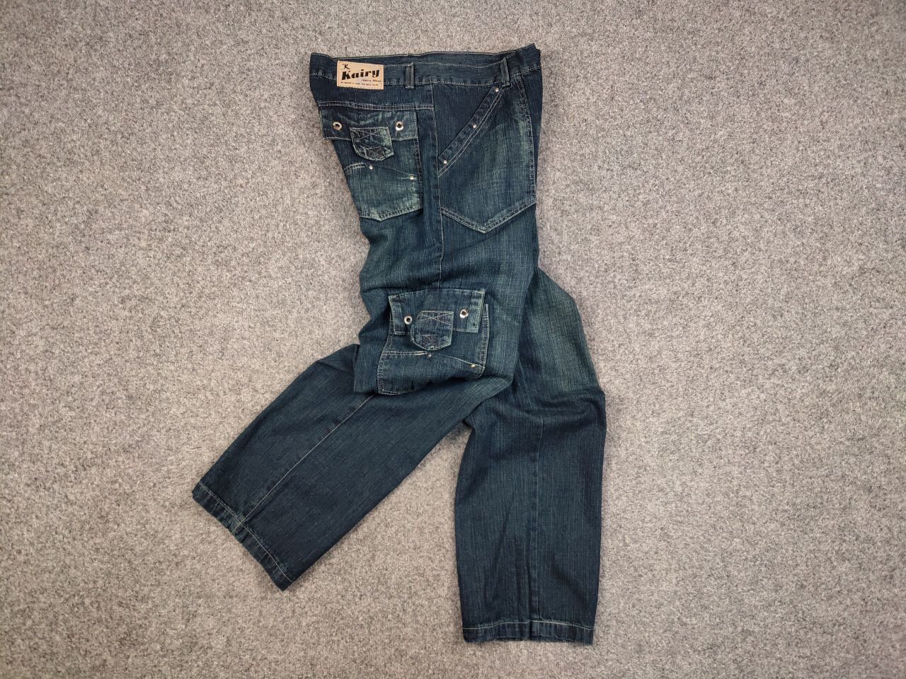 Japanese Brand Vintage 90's Japanese Distressed Dark Cargo Denim Jeans Size US 32 / EU 48 - 16 Thumbnail