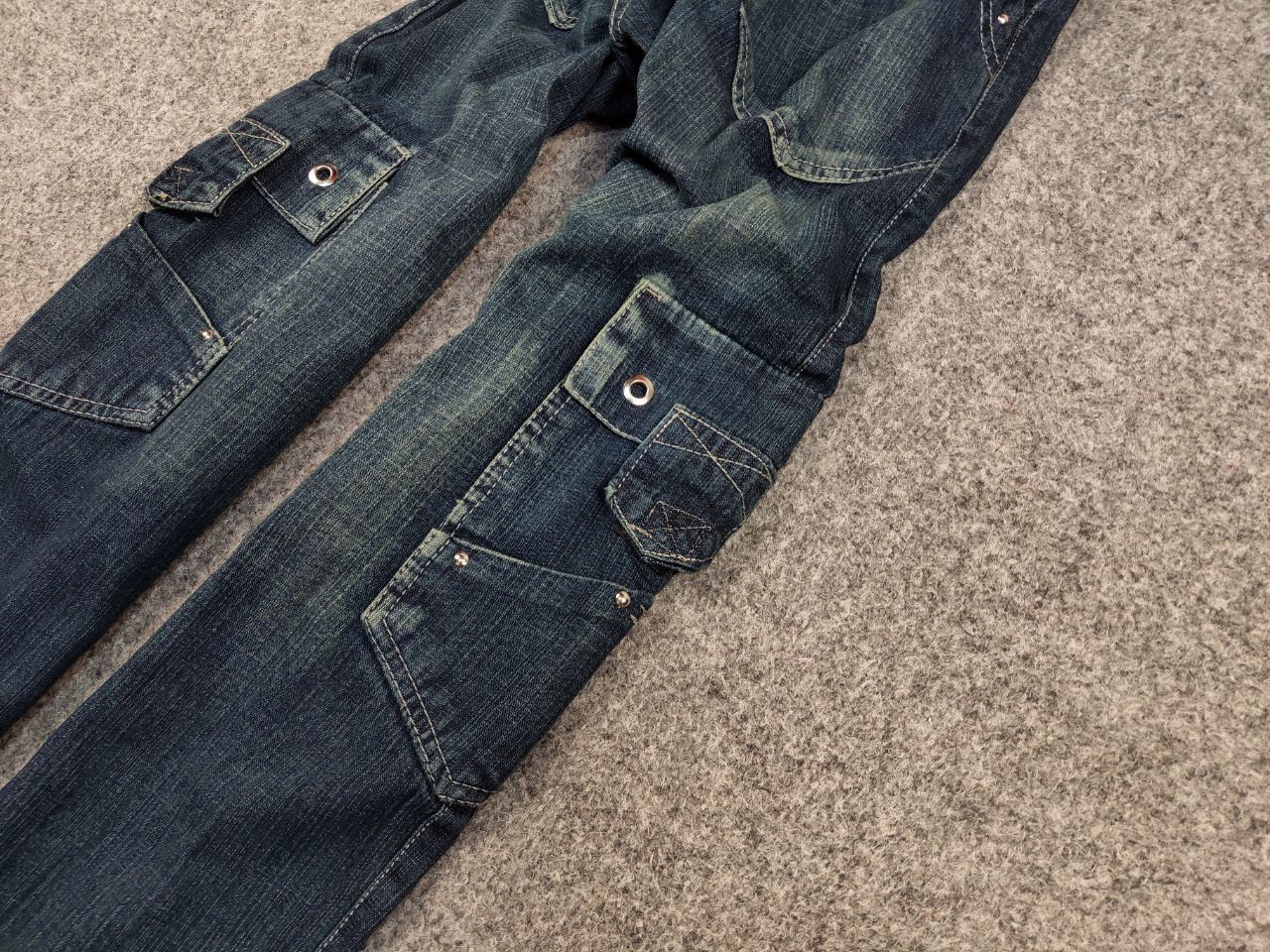 Japanese Brand Vintage 90's Japanese Distressed Dark Cargo Denim Jeans Size US 32 / EU 48 - 5 Thumbnail