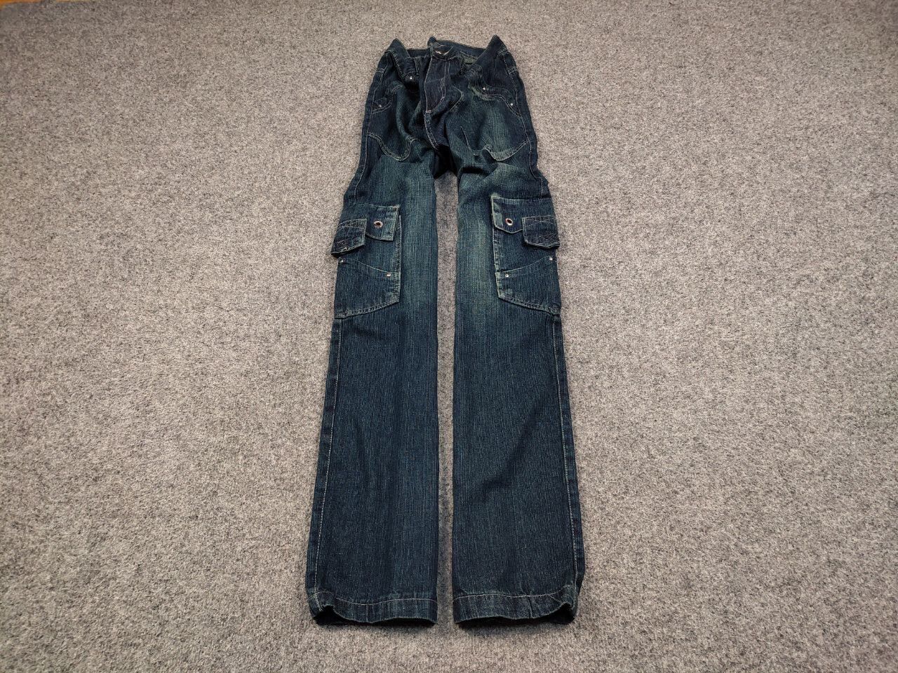 Japanese Brand Vintage 90's Japanese Distressed Dark Cargo Denim Jeans Size US 32 / EU 48 - 2 Thumbnail