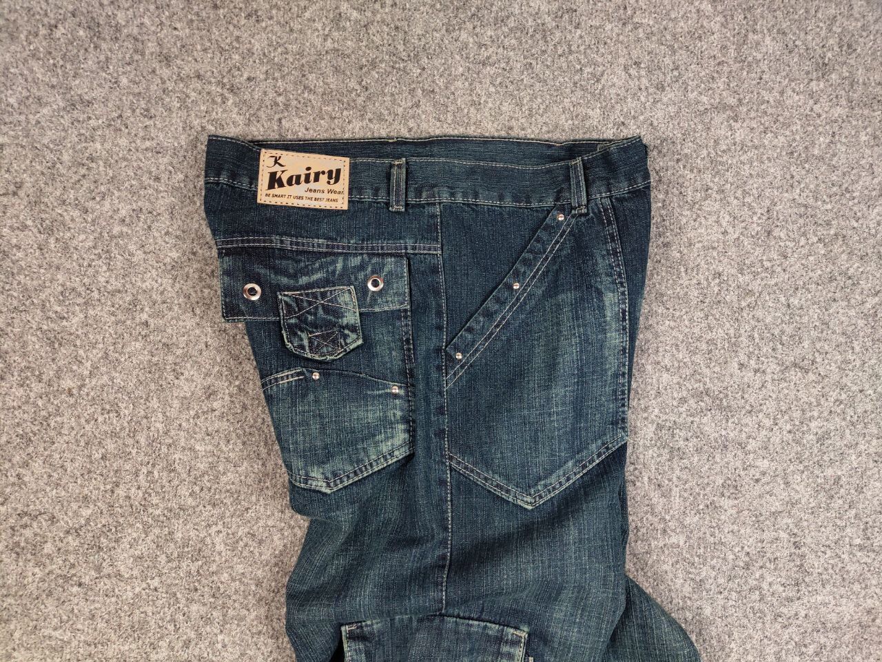 Japanese Brand Vintage 90's Japanese Distressed Dark Cargo Denim Jeans Size US 32 / EU 48 - 17 Thumbnail