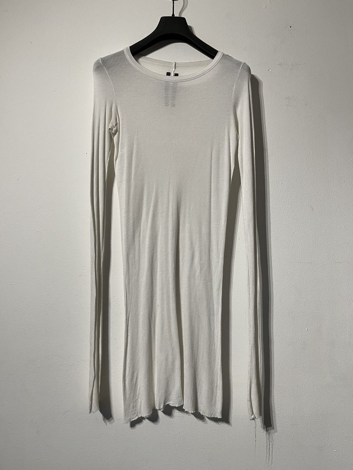 image of Rick Owens Mainline Ribbed Longsleeve in White, Men's (Size 2XL)