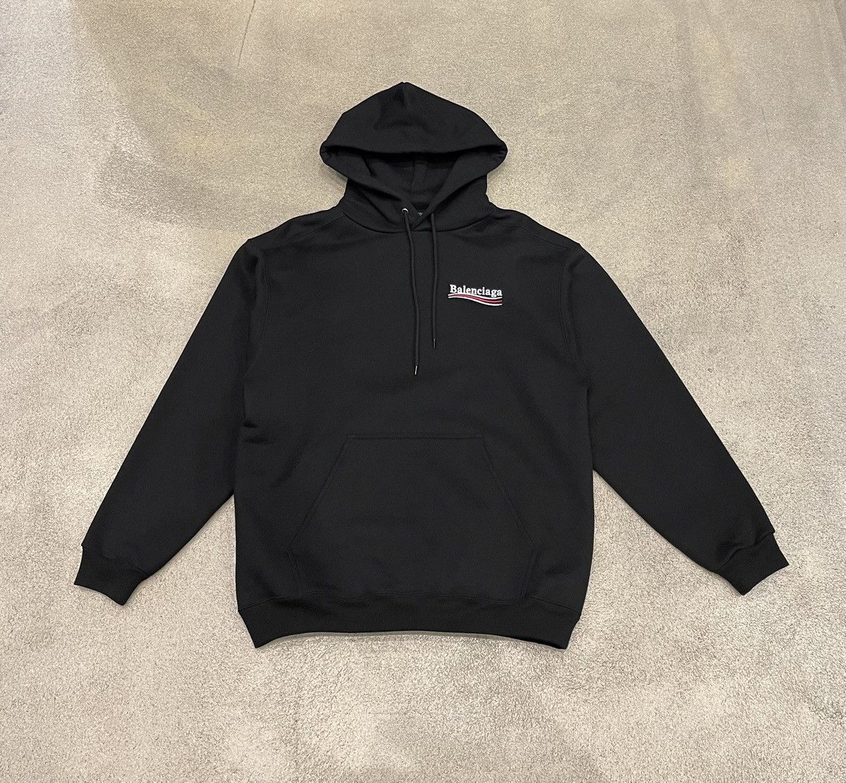 Image of Balenciaga Political Campaign Logo Hoodie in Black, Men's (Size Small)