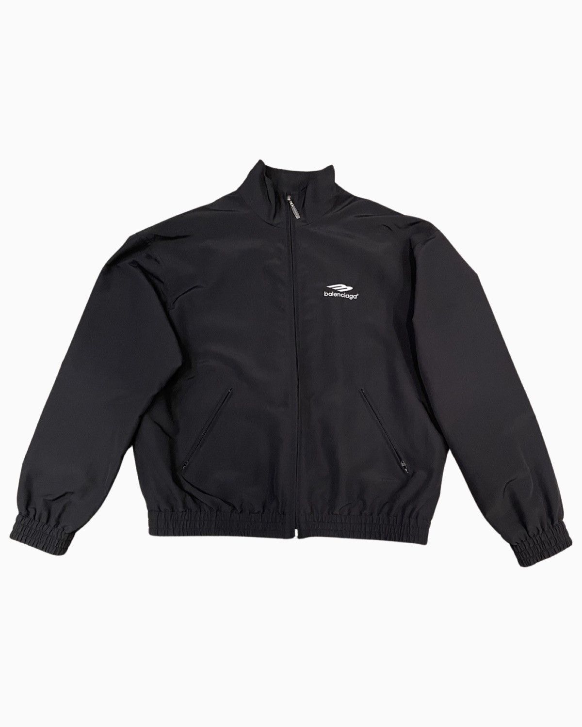 image of Balenciaga 3B Sports Icon Small Fit Tracksuit Jacket in Black, Men's (Size Medium)