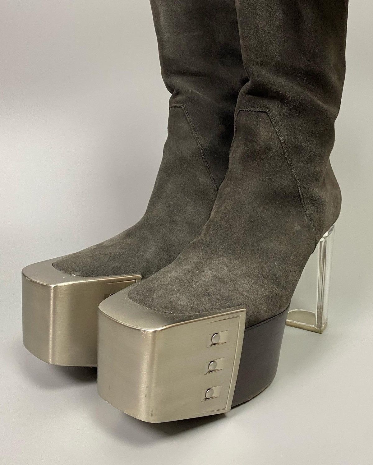 Rick Owens 1:1 FW20 ‘PERFORMA’ Reverse Leather Bevel Kowboy Kiss Boots Size US 11 / EU 44 - 2 Thumbnail