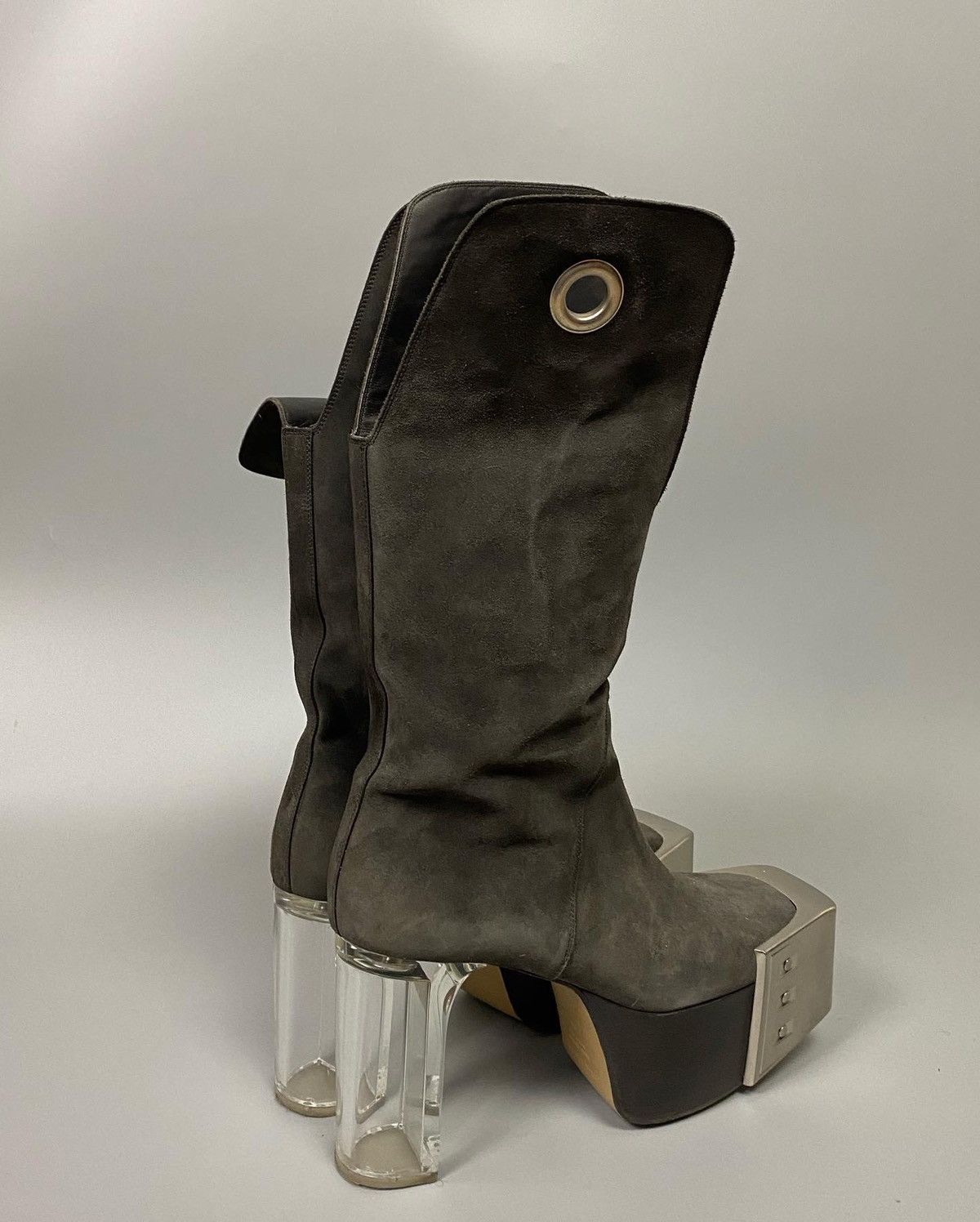 Rick Owens 1:1 FW20 ‘PERFORMA’ Reverse Leather Bevel Kowboy Kiss Boots Size US 11 / EU 44 - 6 Thumbnail