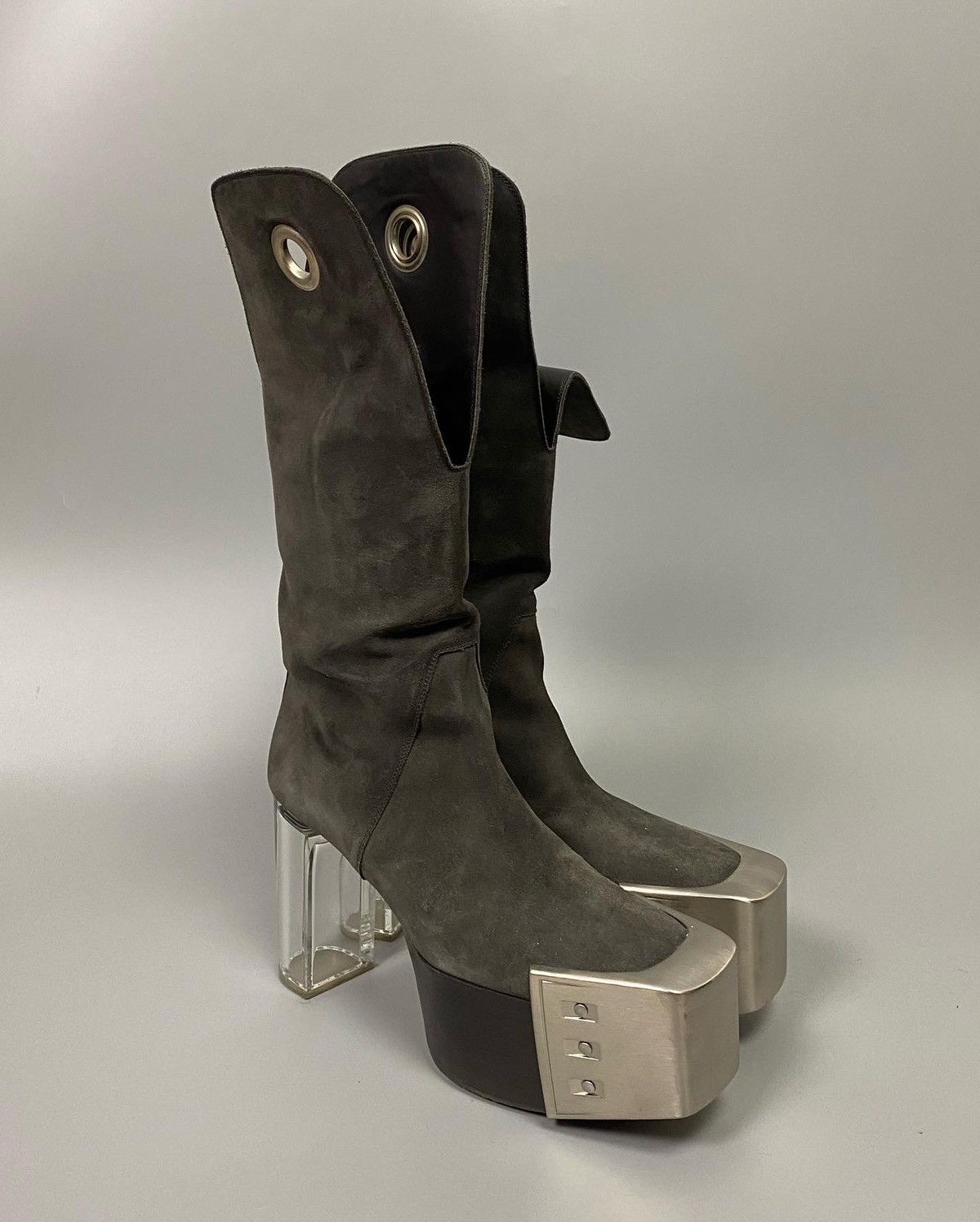 Rick Owens 1:1 FW20 ‘PERFORMA’ Reverse Leather Bevel Kowboy Kiss Boots Size US 11 / EU 44 - 7 Thumbnail